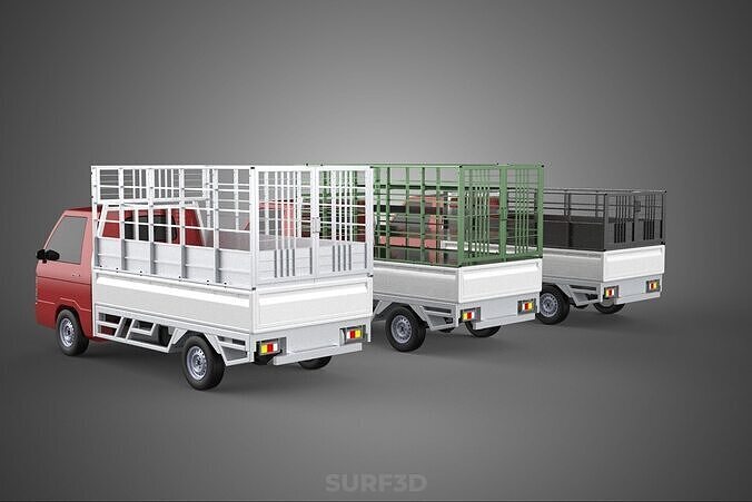 COLLECTION BACK CAGE VEGETABLE FRUIT PICKUP TRUCK CAR VEHICLE 3D model 2
