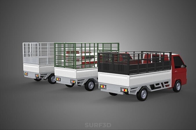 COLLECTION BACK CAGE VEGETABLE FRUIT PICKUP TRUCK CAR VEHICLE 3D model 4