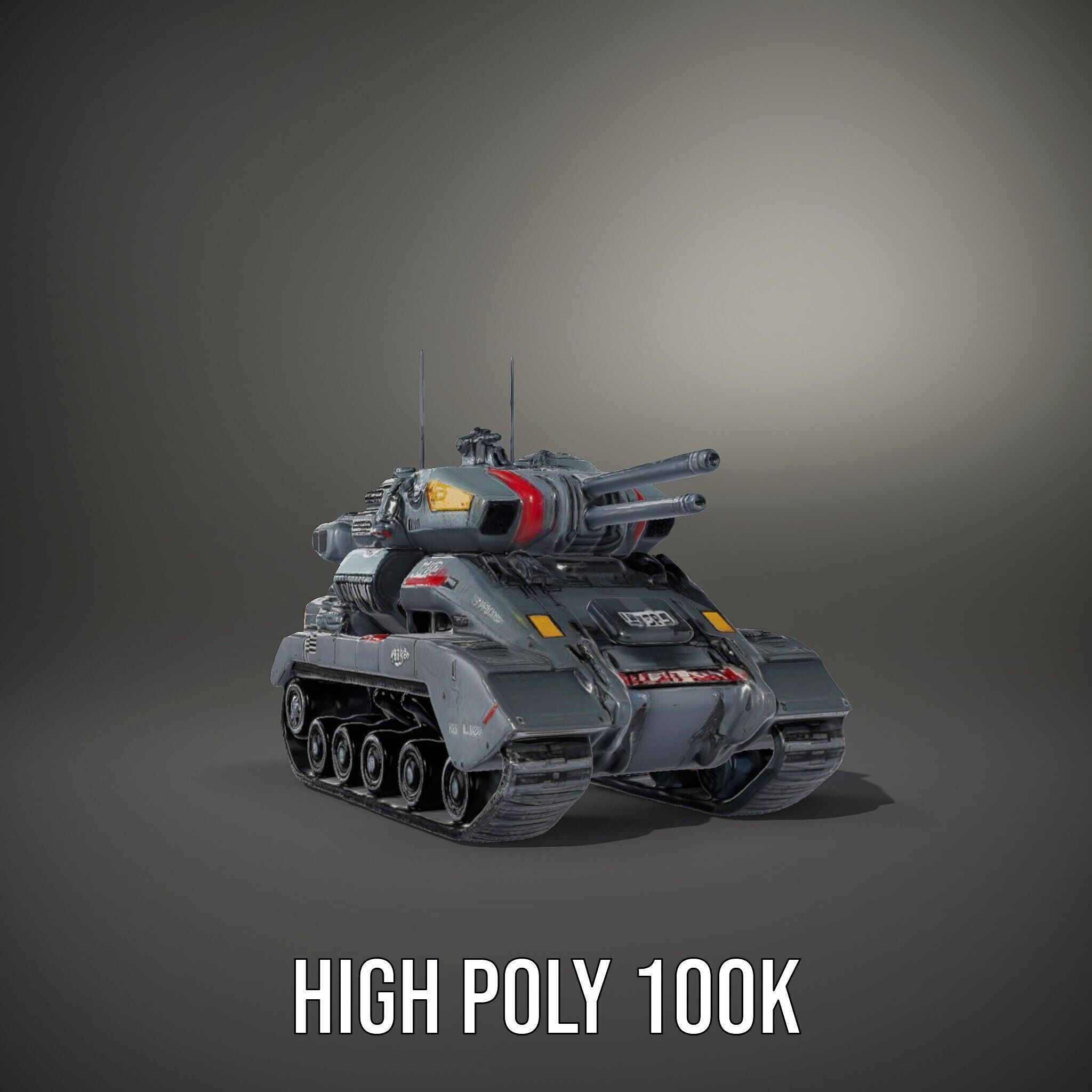 Futuristic Tank Model Pack with HighDetail Design Low-poly 3D model_15