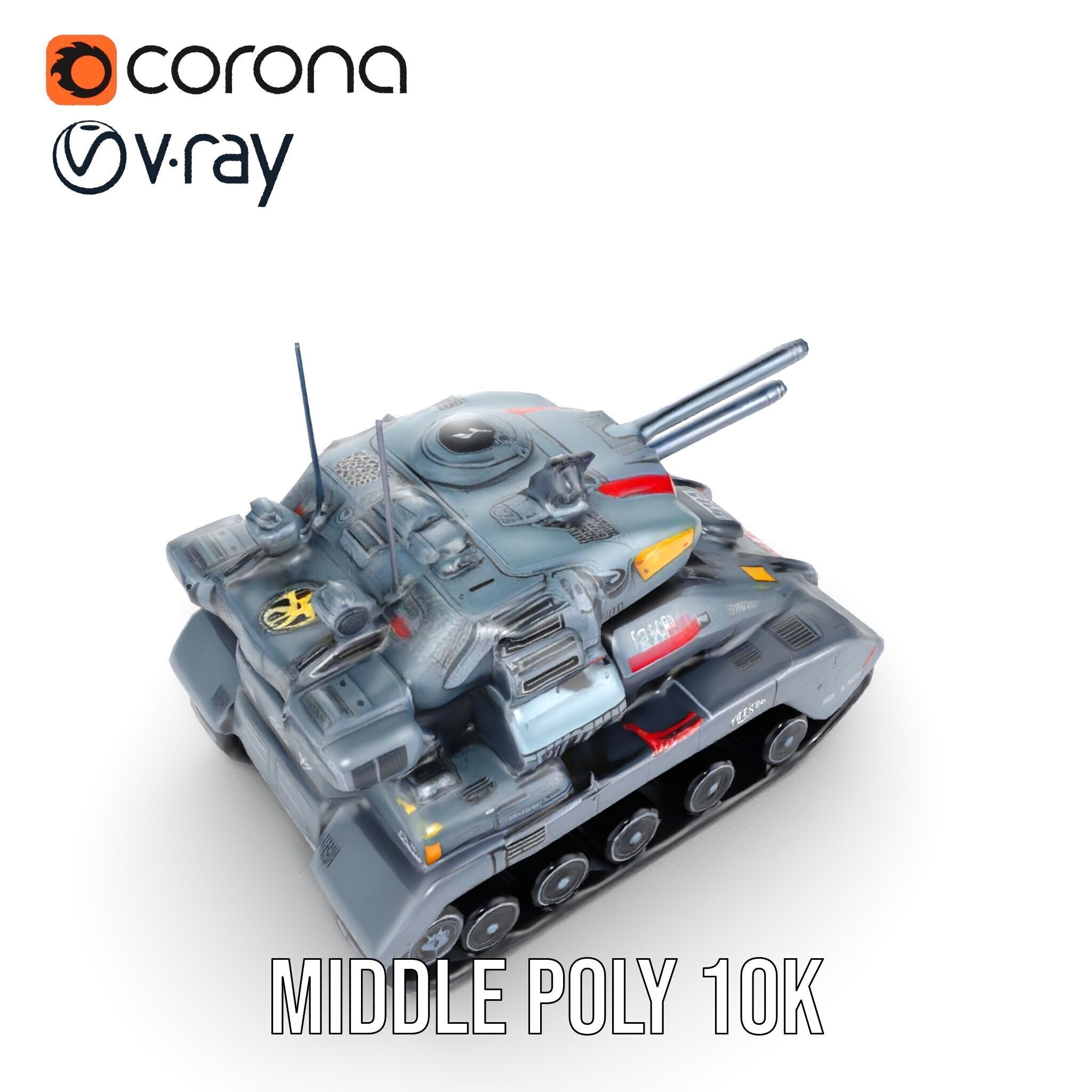 Futuristic Tank Model Pack with HighDetail Design Low-poly 3D model_18