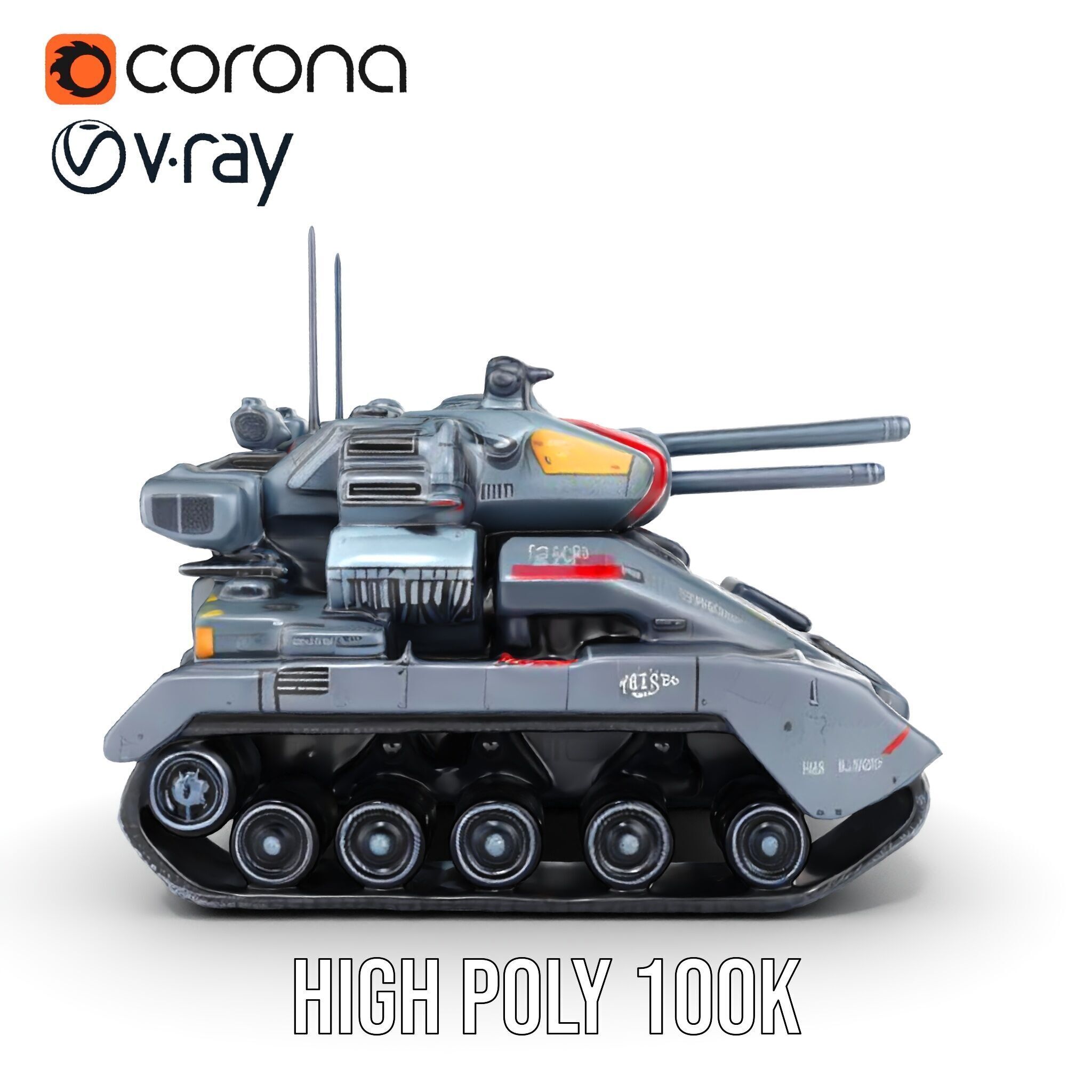 Futuristic Tank Model Pack with HighDetail Design Low-poly 3D model_20