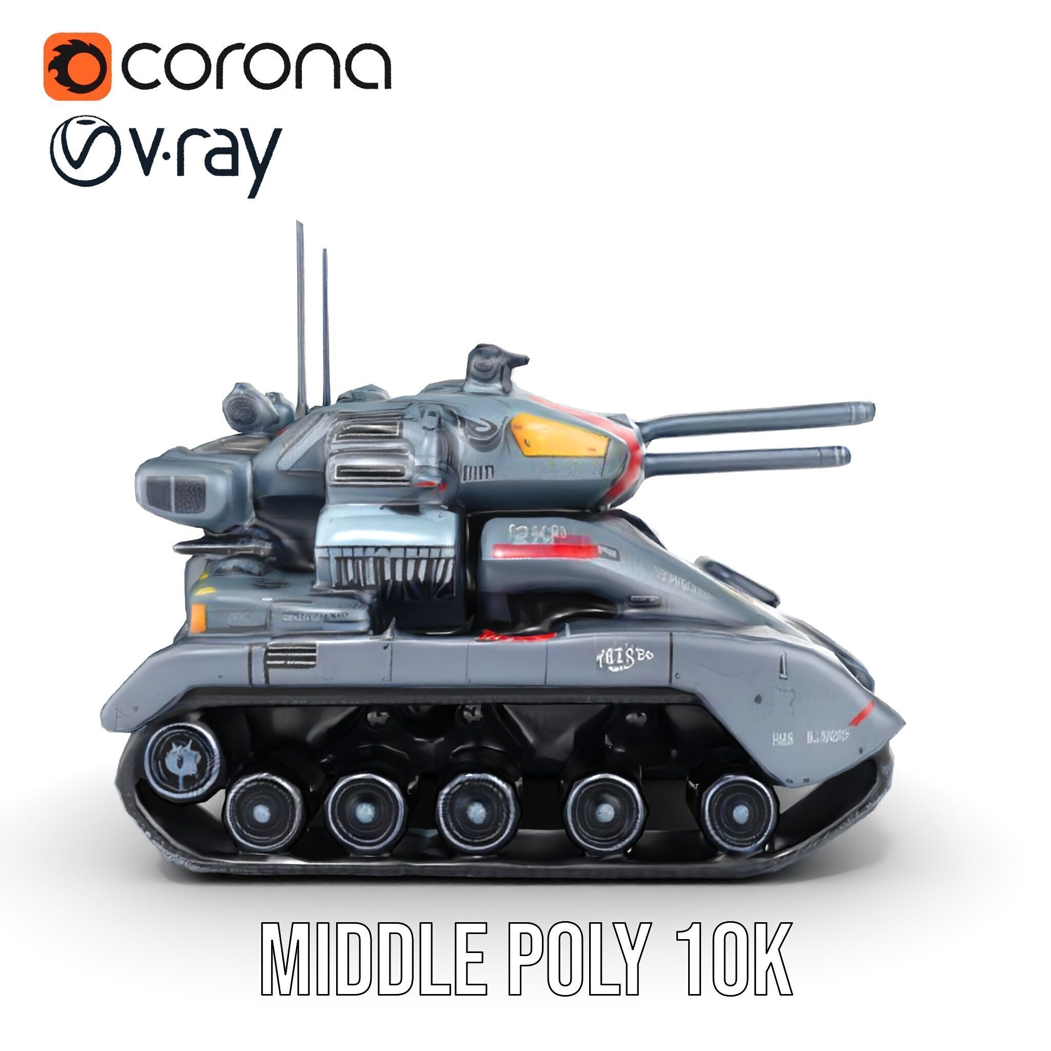 Futuristic Tank Model Pack with HighDetail Design Low-poly 3D model_23