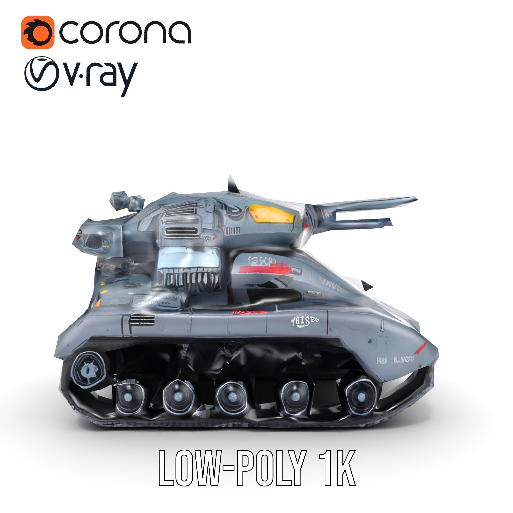 Futuristic Tank Model Pack with HighDetail Design Low-poly 3D model_33