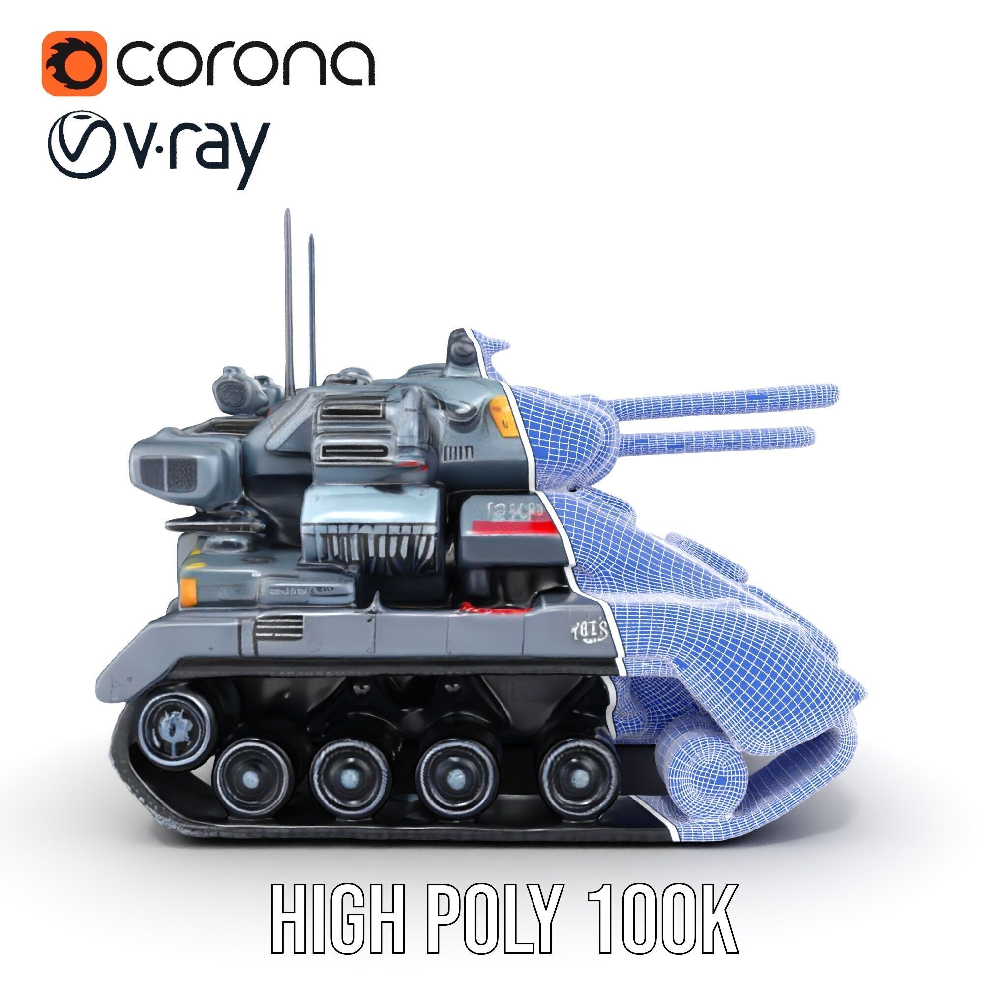 Futuristic Tank Model Pack with HighDetail Design Low-poly 3D model_38