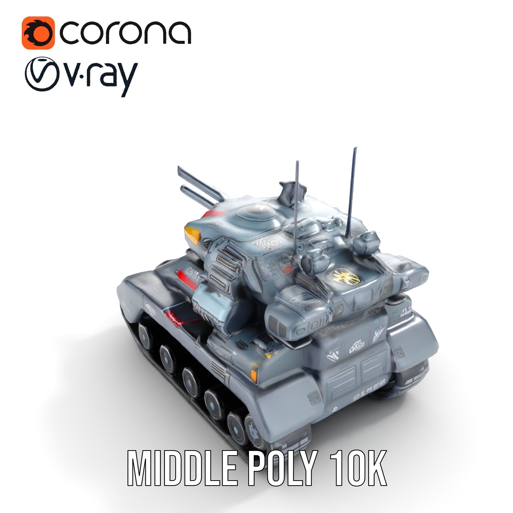 Futuristic Tank Model Pack with HighDetail Design Low-poly 3D model_16