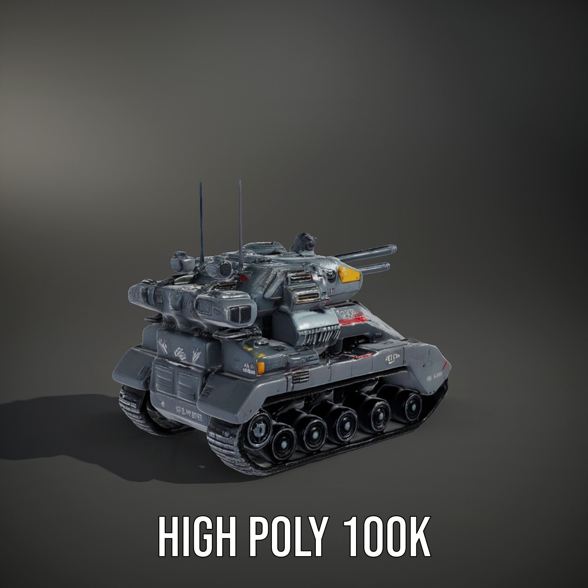 Futuristic Tank Model Pack with HighDetail Design Low-poly 3D model_12