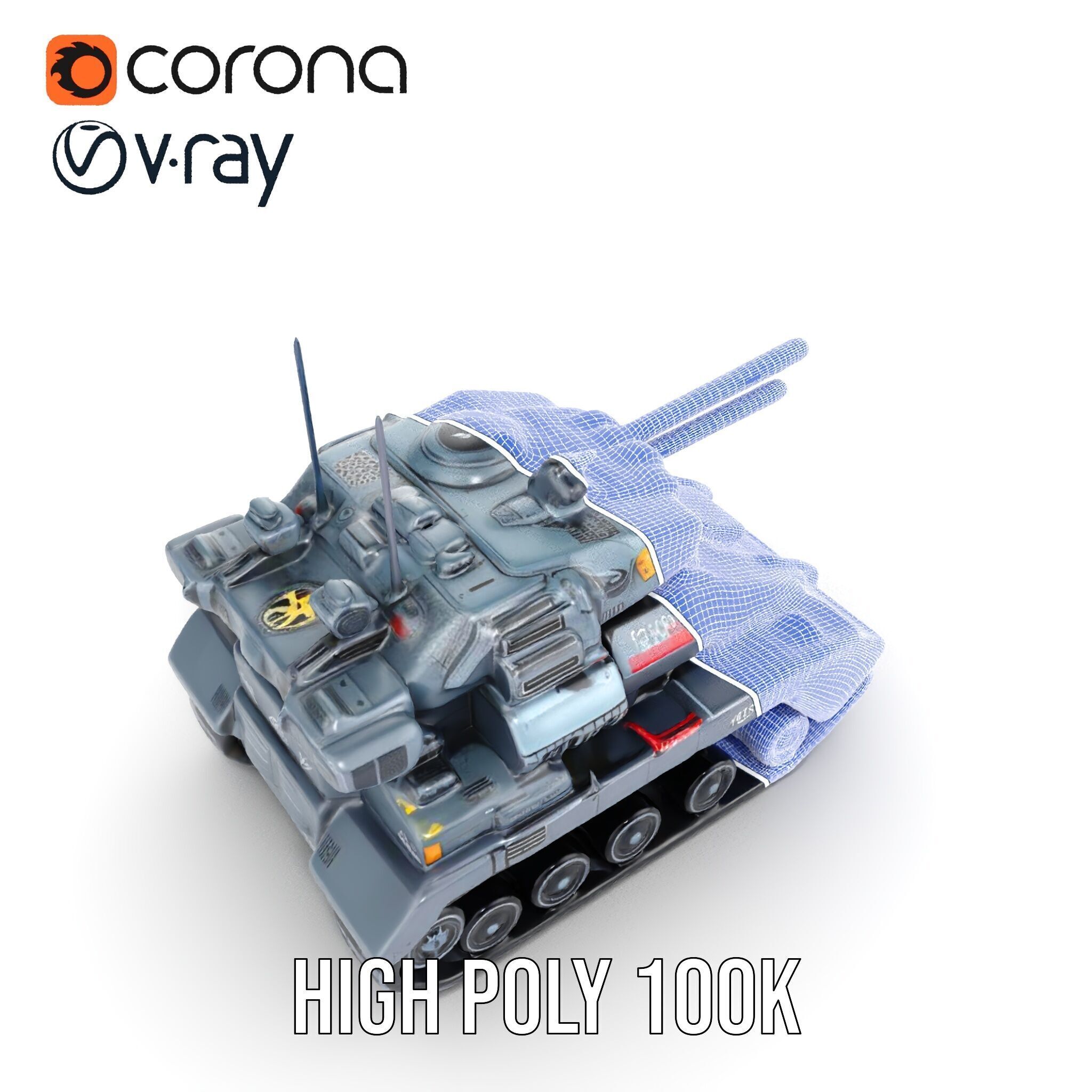Futuristic Tank Model Pack with HighDetail Design Low-poly 3D model_39