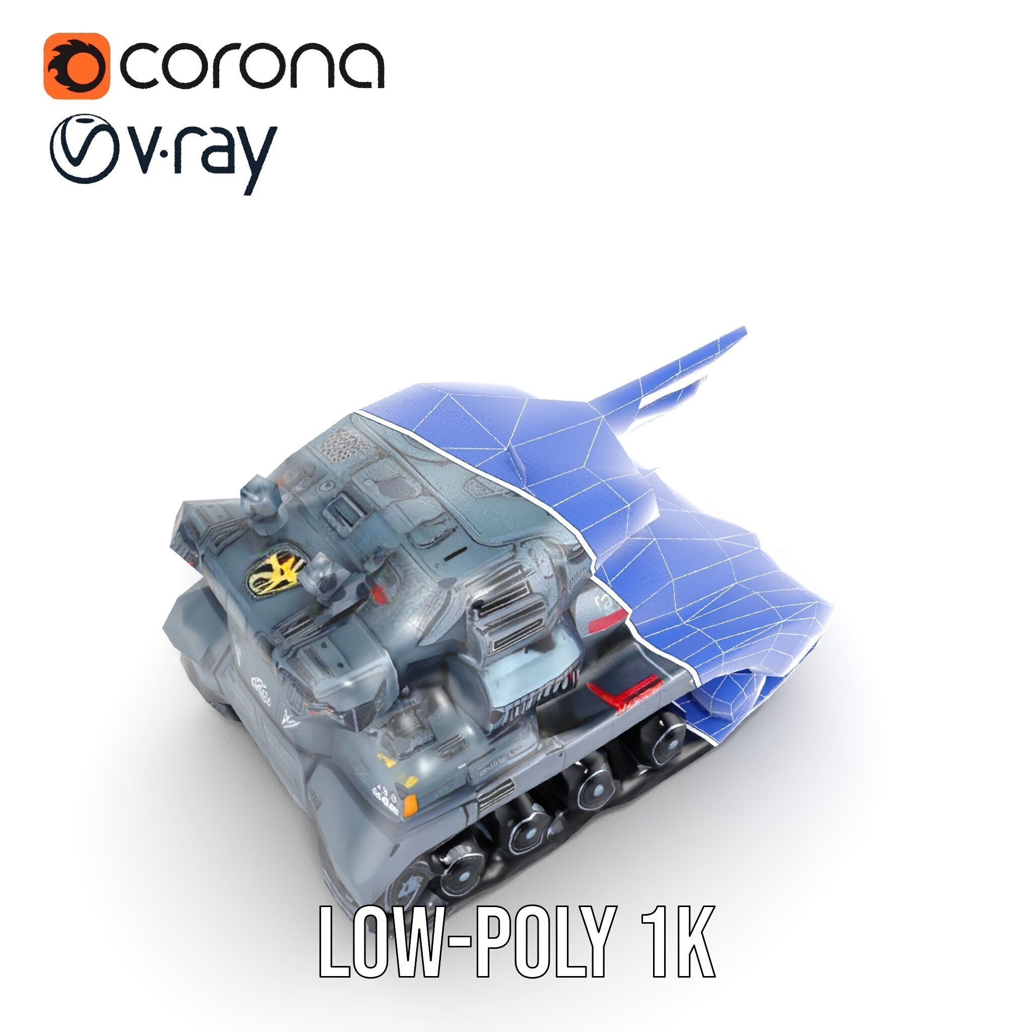 Futuristic Tank Model Pack with HighDetail Design Low-poly 3D model_19