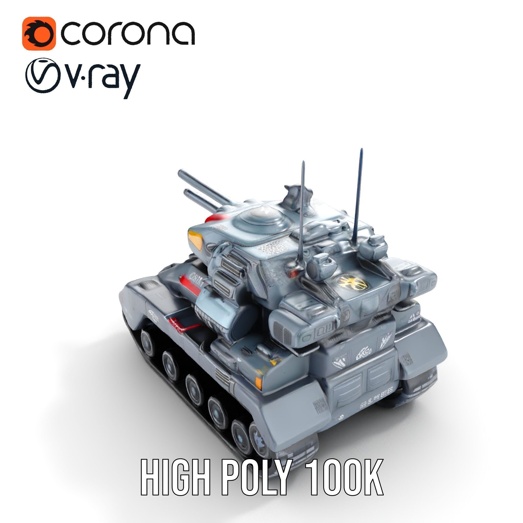Futuristic Tank Model Pack with HighDetail Design Low-poly 3D model_25