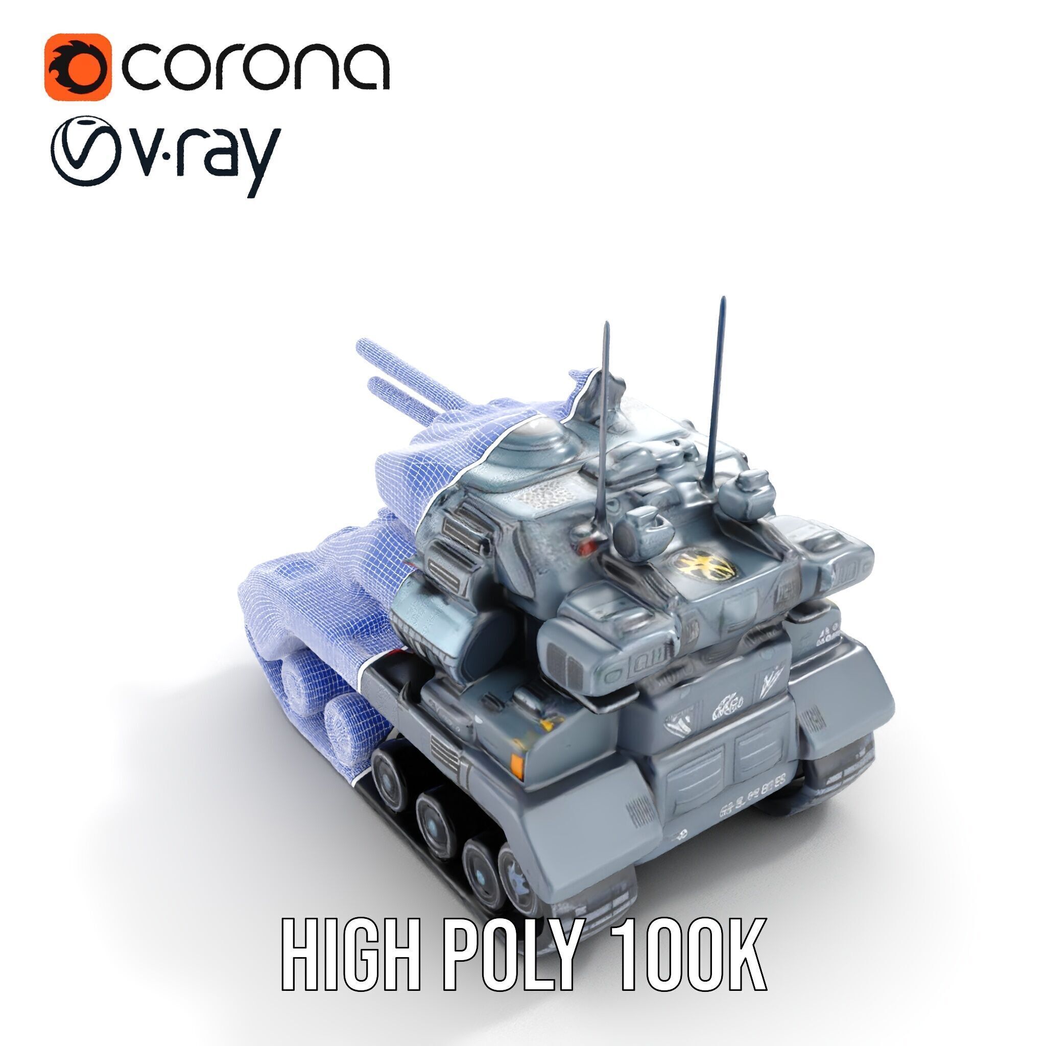 Futuristic Tank Model Pack with HighDetail Design Low-poly 3D model_37