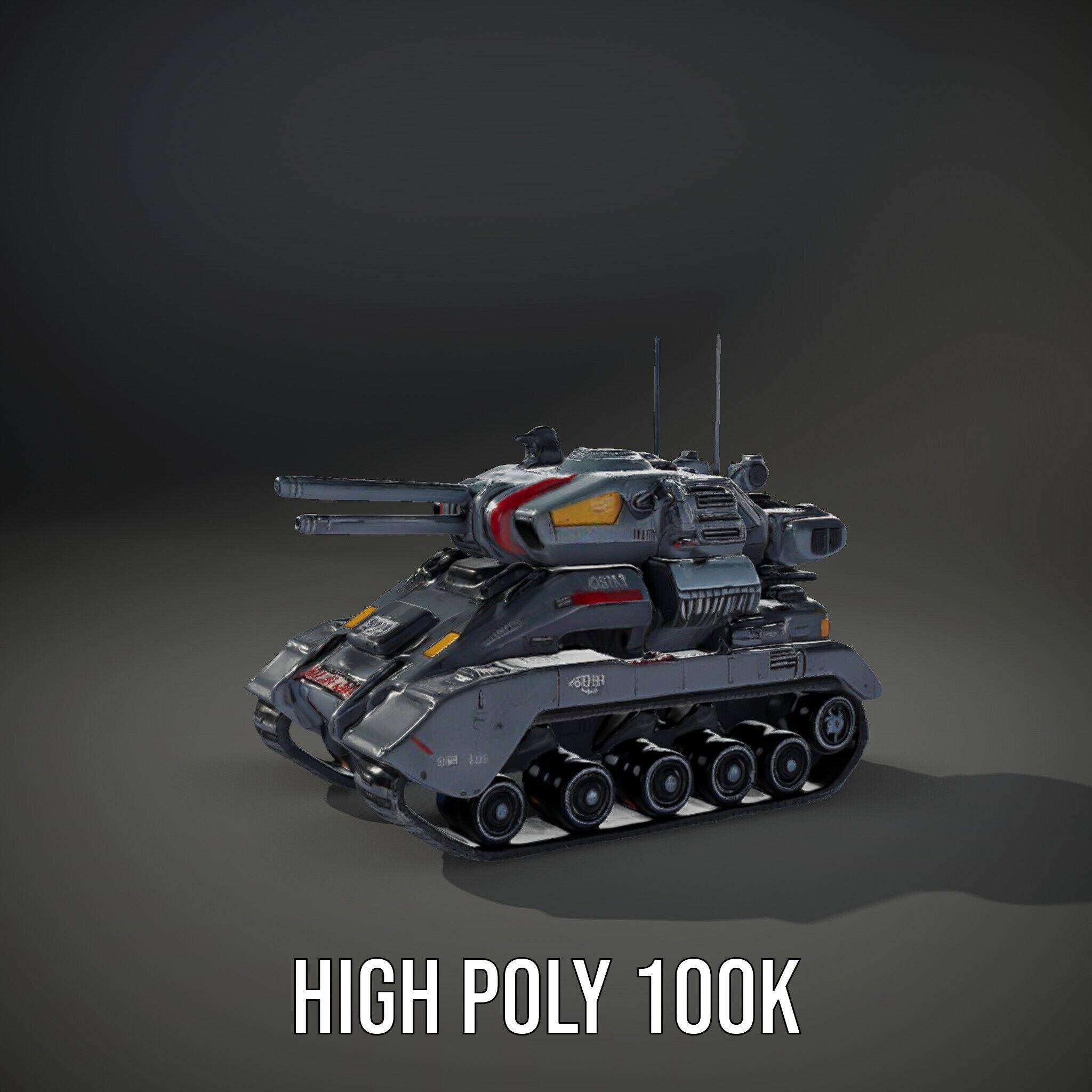 Futuristic Tank Model Pack with HighDetail Design Low-poly 3D model_9