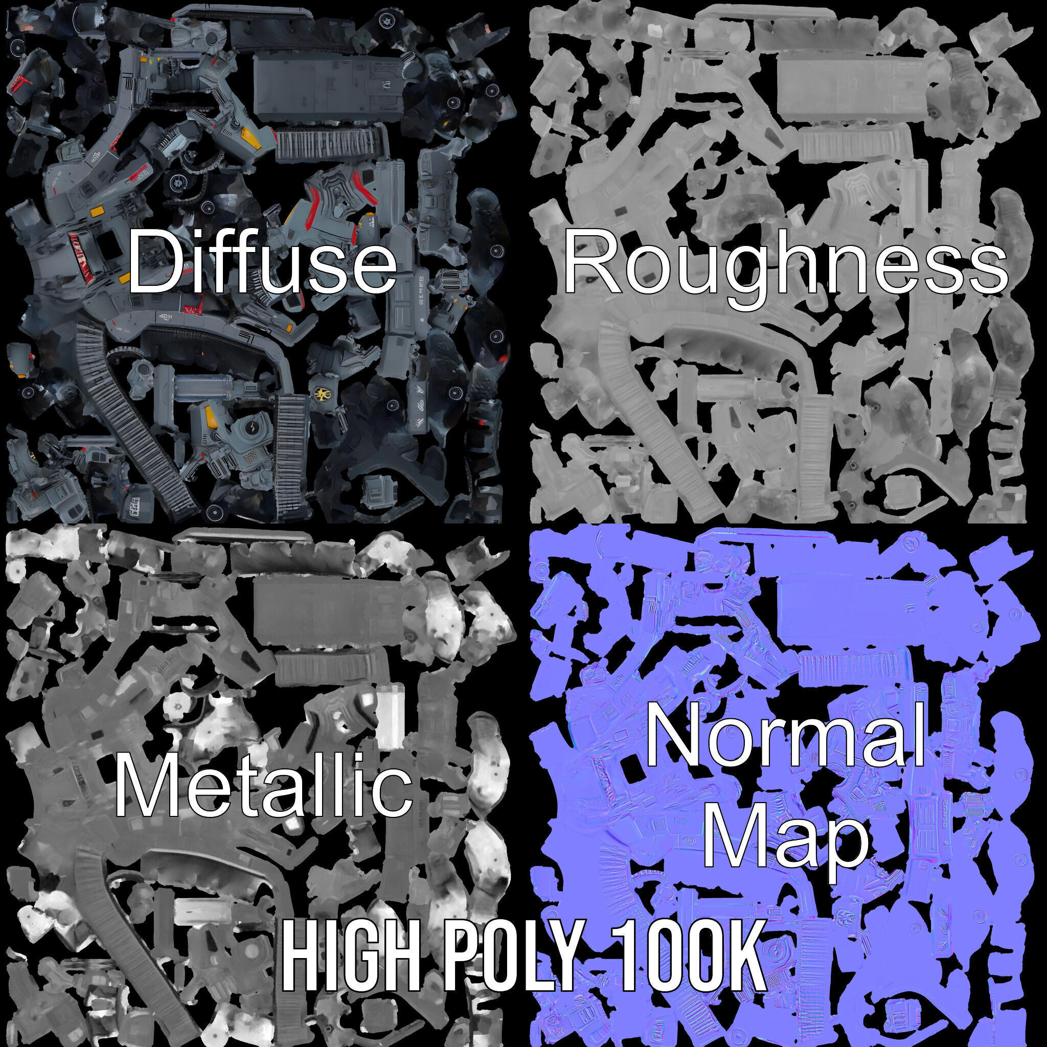 Futuristic Tank Model Pack with HighDetail Design Low-poly 3D model_4