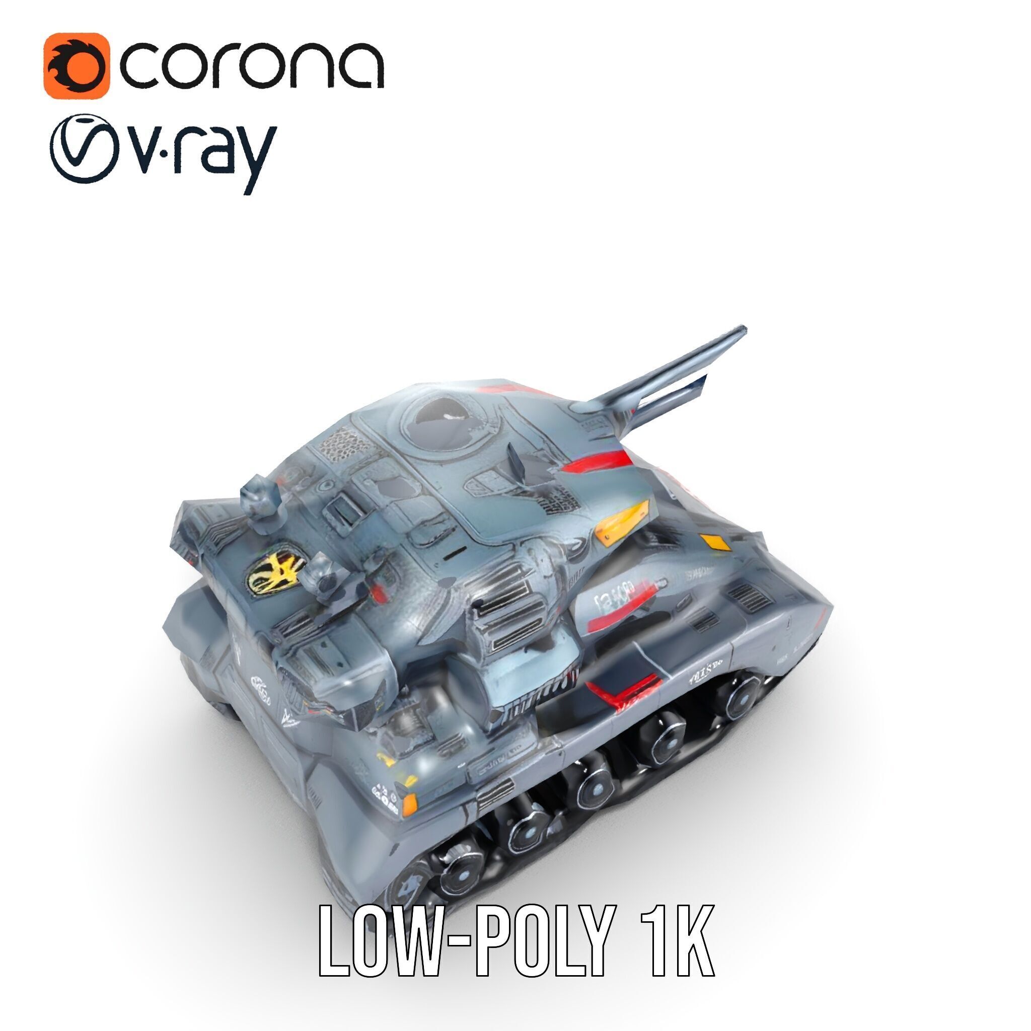 Futuristic Tank Model Pack with HighDetail Design Low-poly 3D model_8