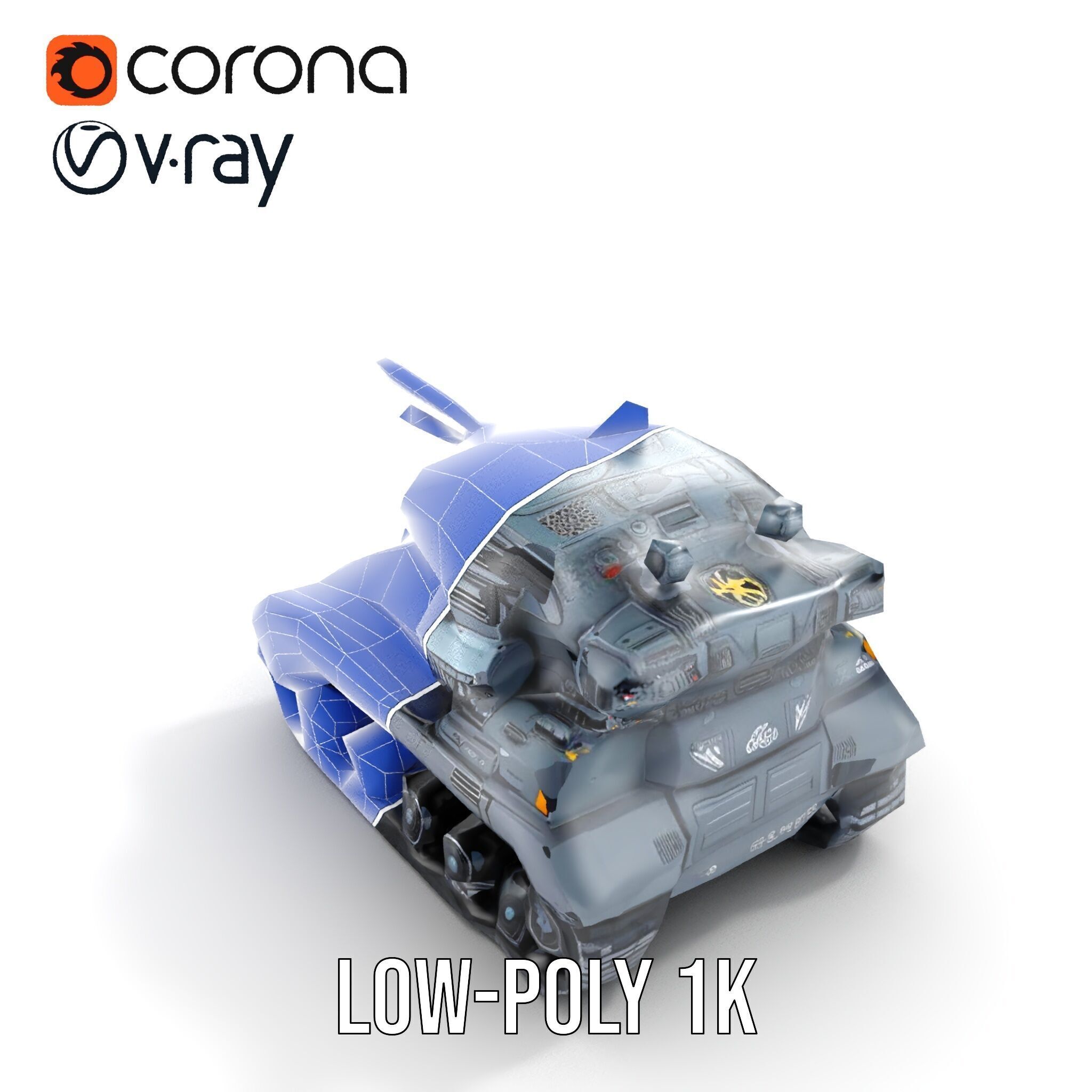 Futuristic Tank Model Pack with HighDetail Design Low-poly 3D model_27