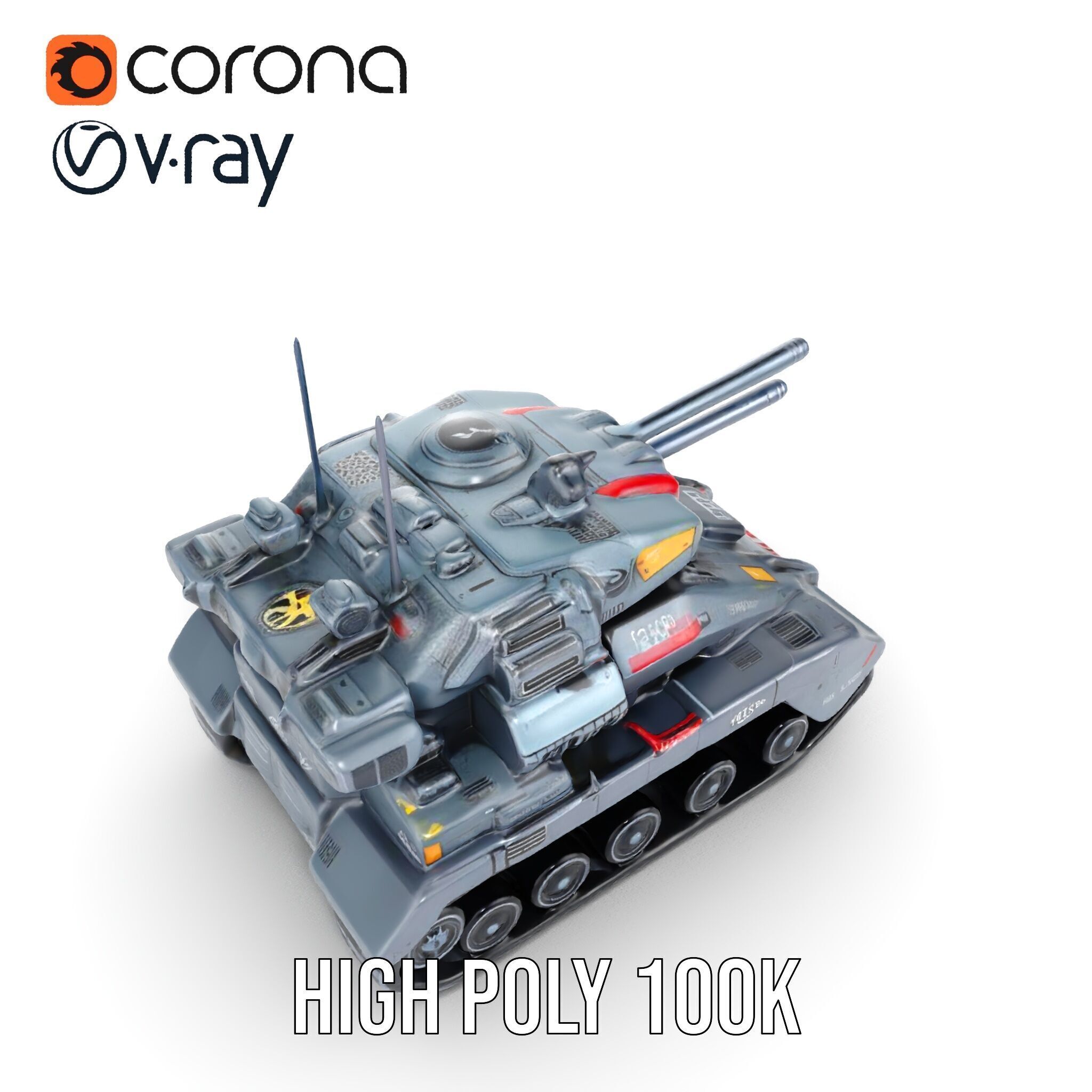 Futuristic Tank Model Pack with HighDetail Design Low-poly 3D model_28