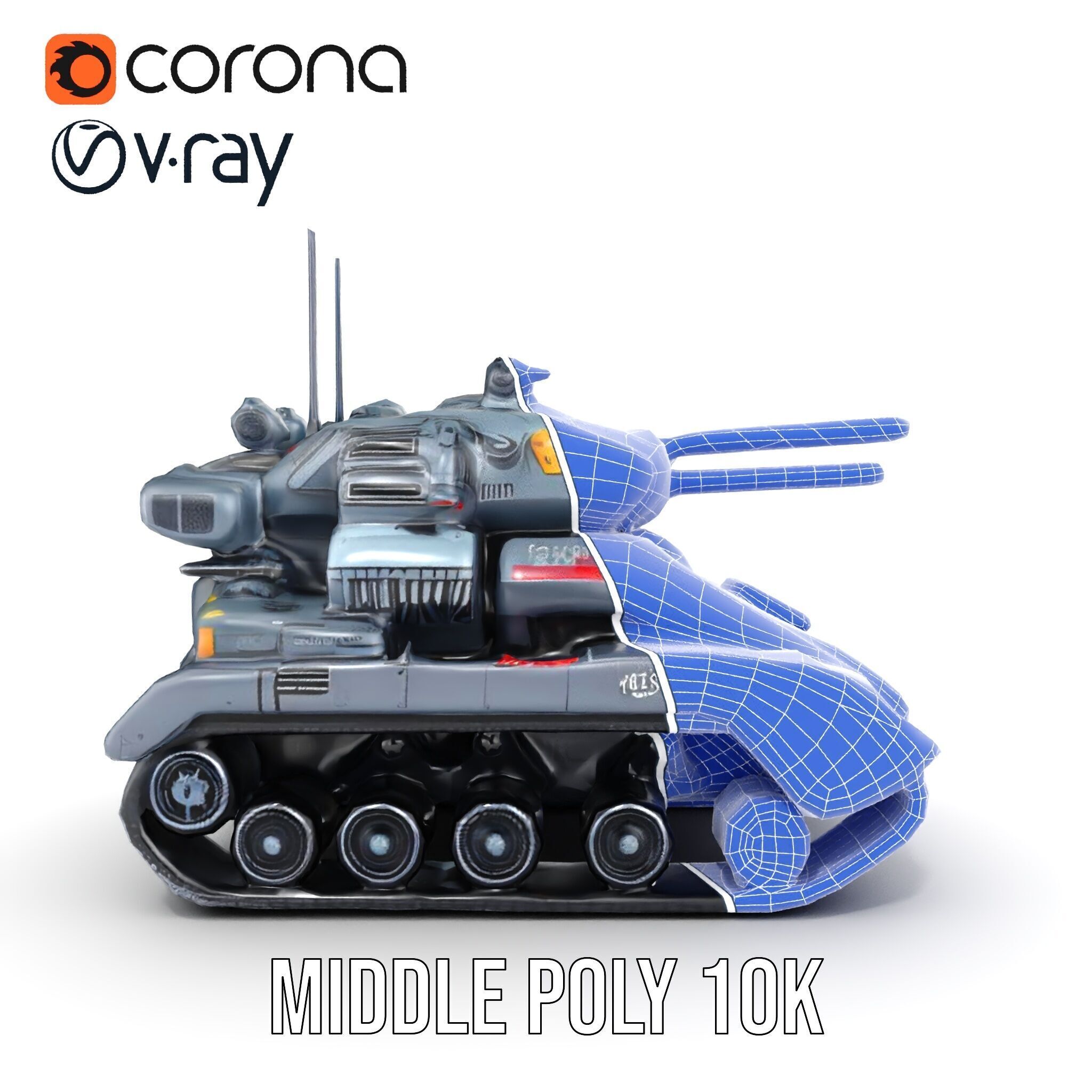 Futuristic Tank Model Pack with HighDetail Design Low-poly 3D model_32