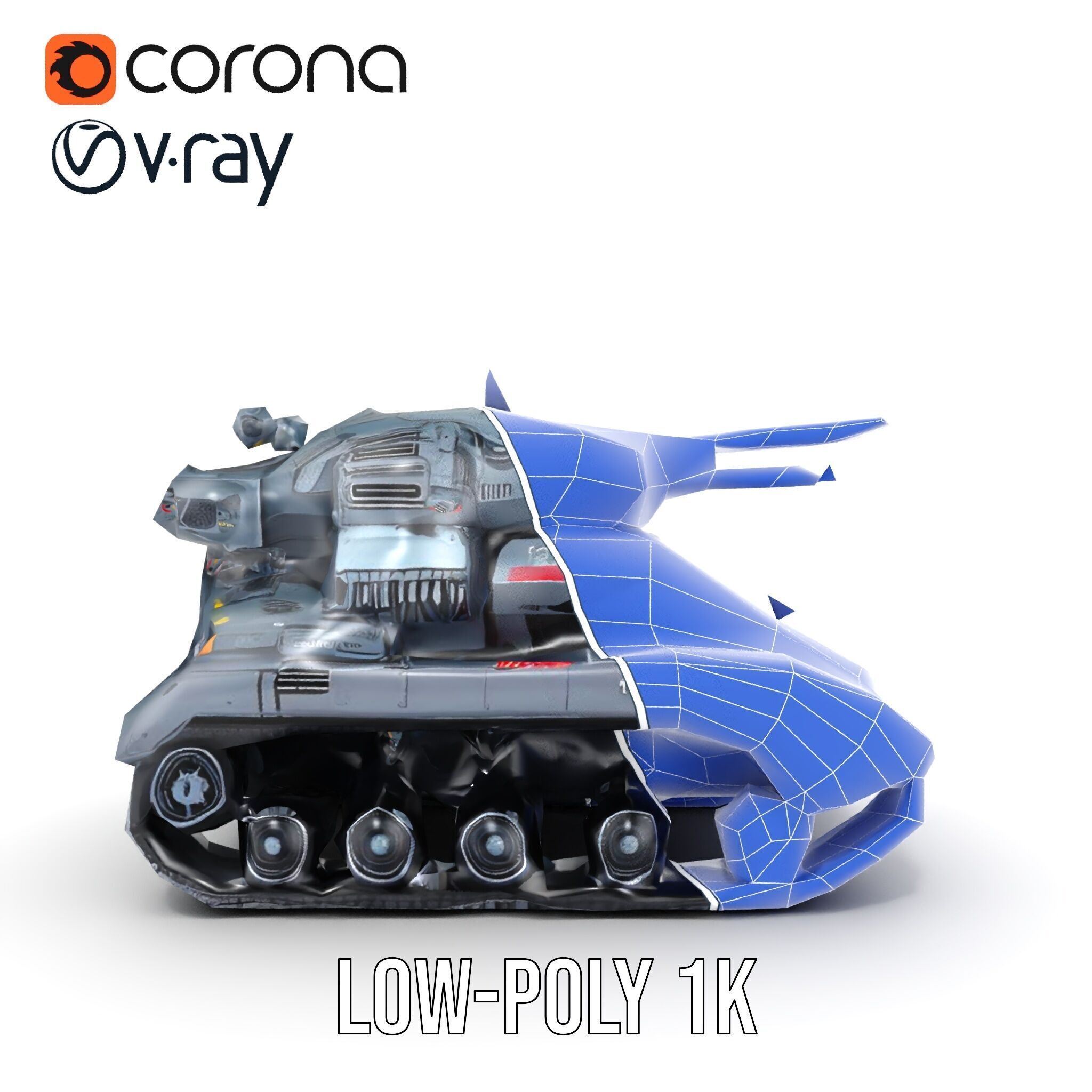 Futuristic Tank Model Pack with HighDetail Design Low-poly 3D model_22