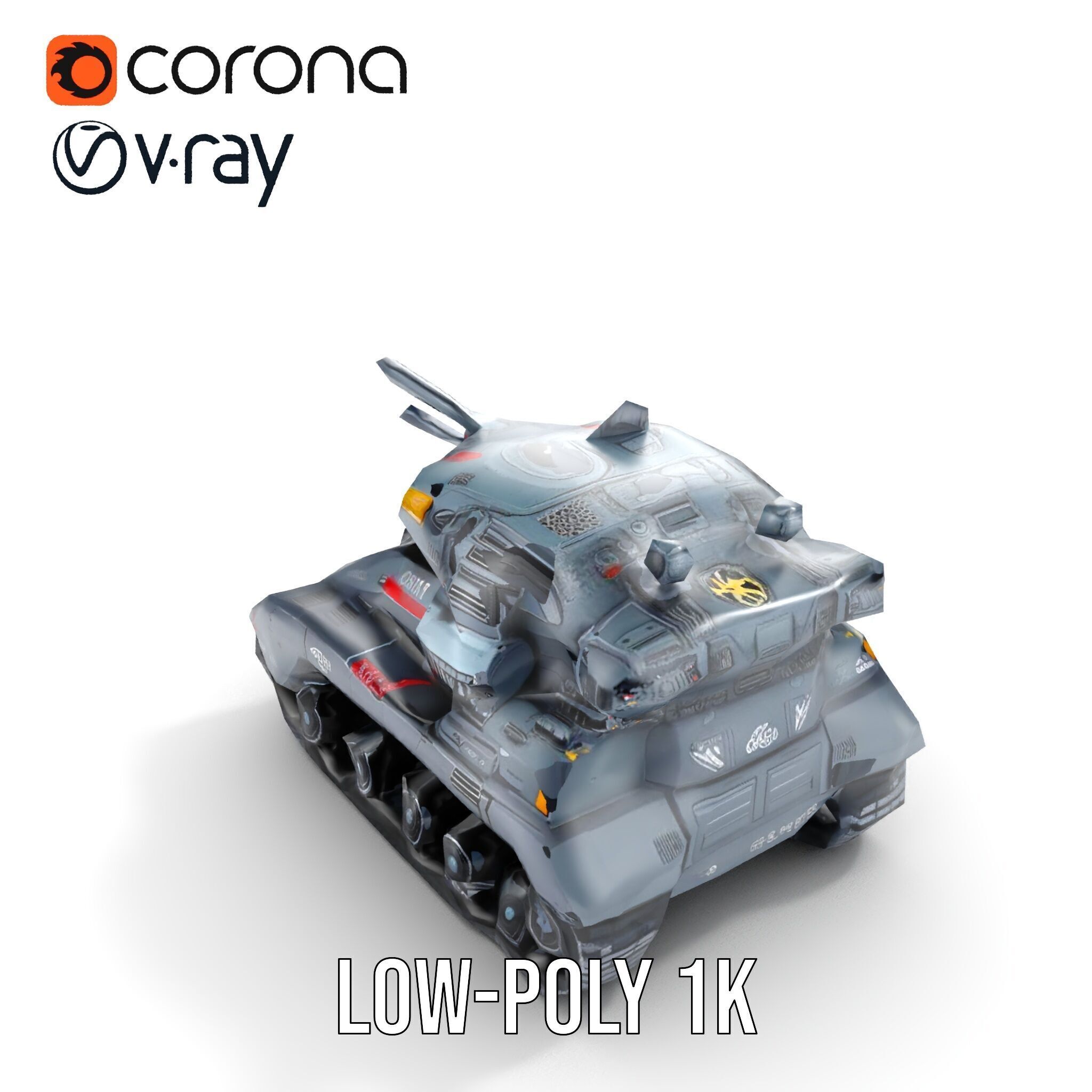 Futuristic Tank Model Pack with HighDetail Design Low-poly 3D model_14