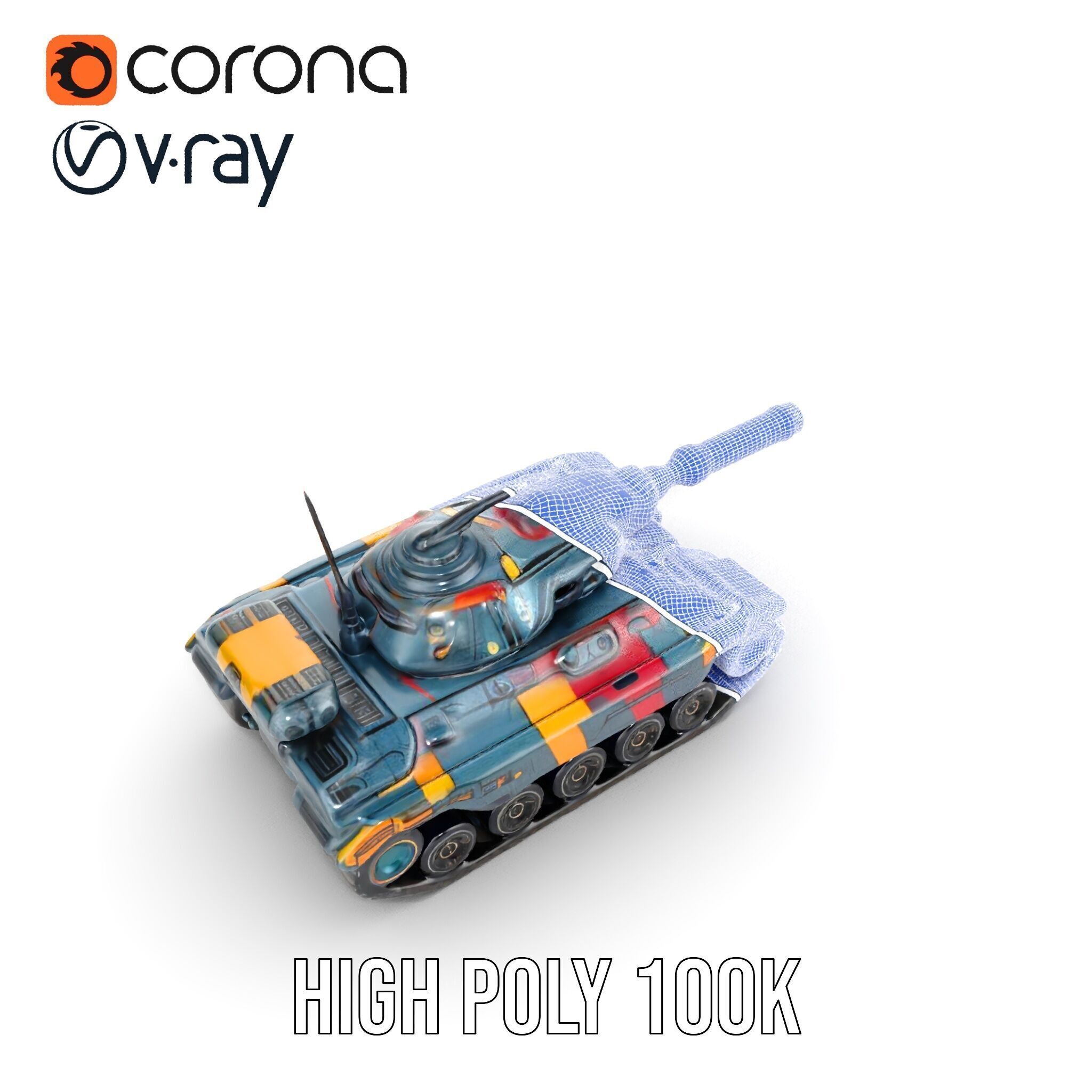 Colorful Futuristic Tank Model Pack Low-poly 3D model_37