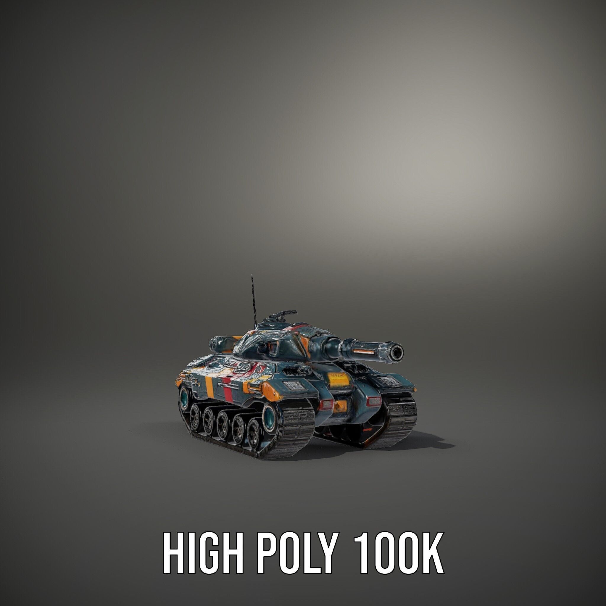 Colorful Futuristic Tank Model Pack Low-poly 3D model_9