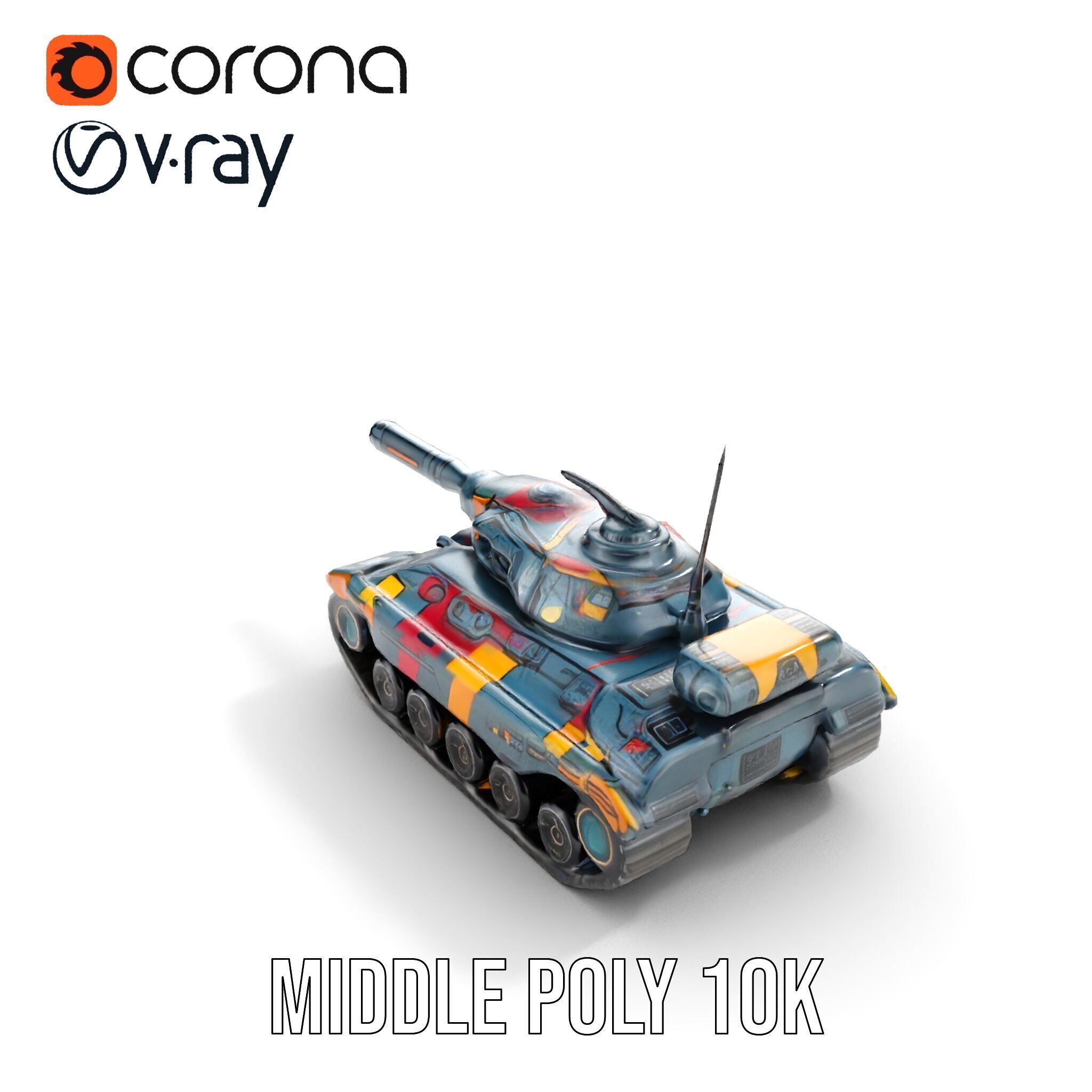 Colorful Futuristic Tank Model Pack Low-poly 3D model_19