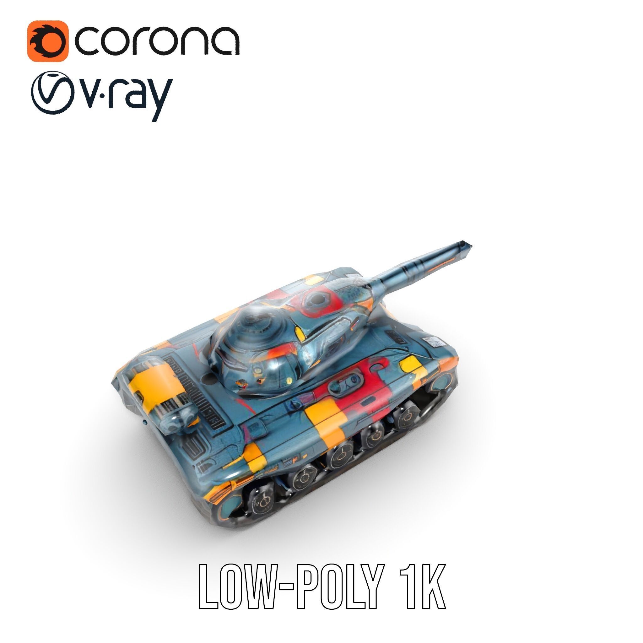 Colorful Futuristic Tank Model Pack Low-poly 3D model_8