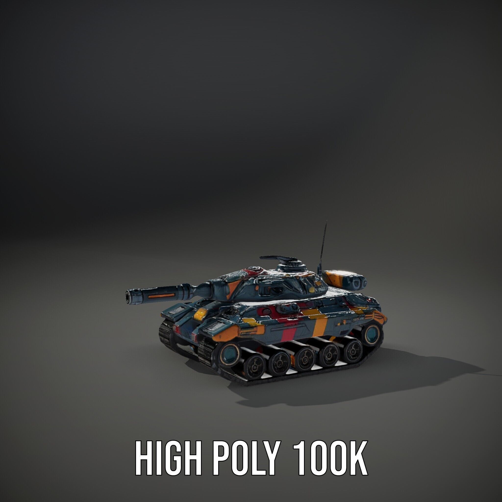 Colorful Futuristic Tank Model Pack Low-poly 3D model_12