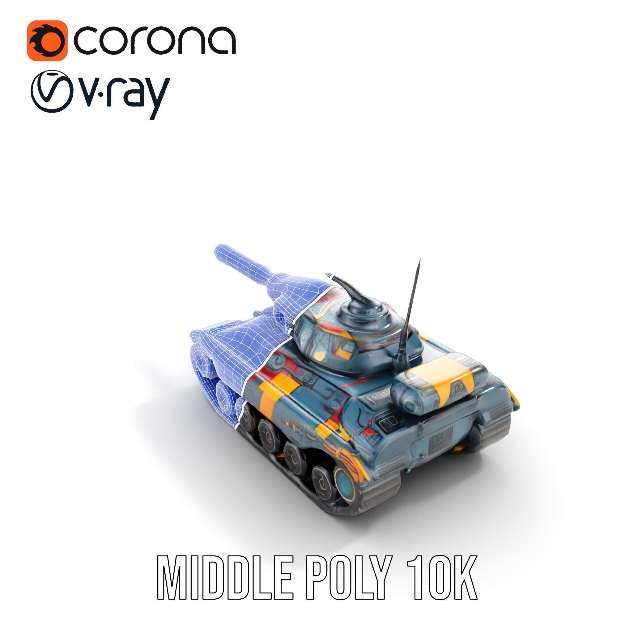 Colorful Futuristic Tank Model Pack Low-poly 3D model_24