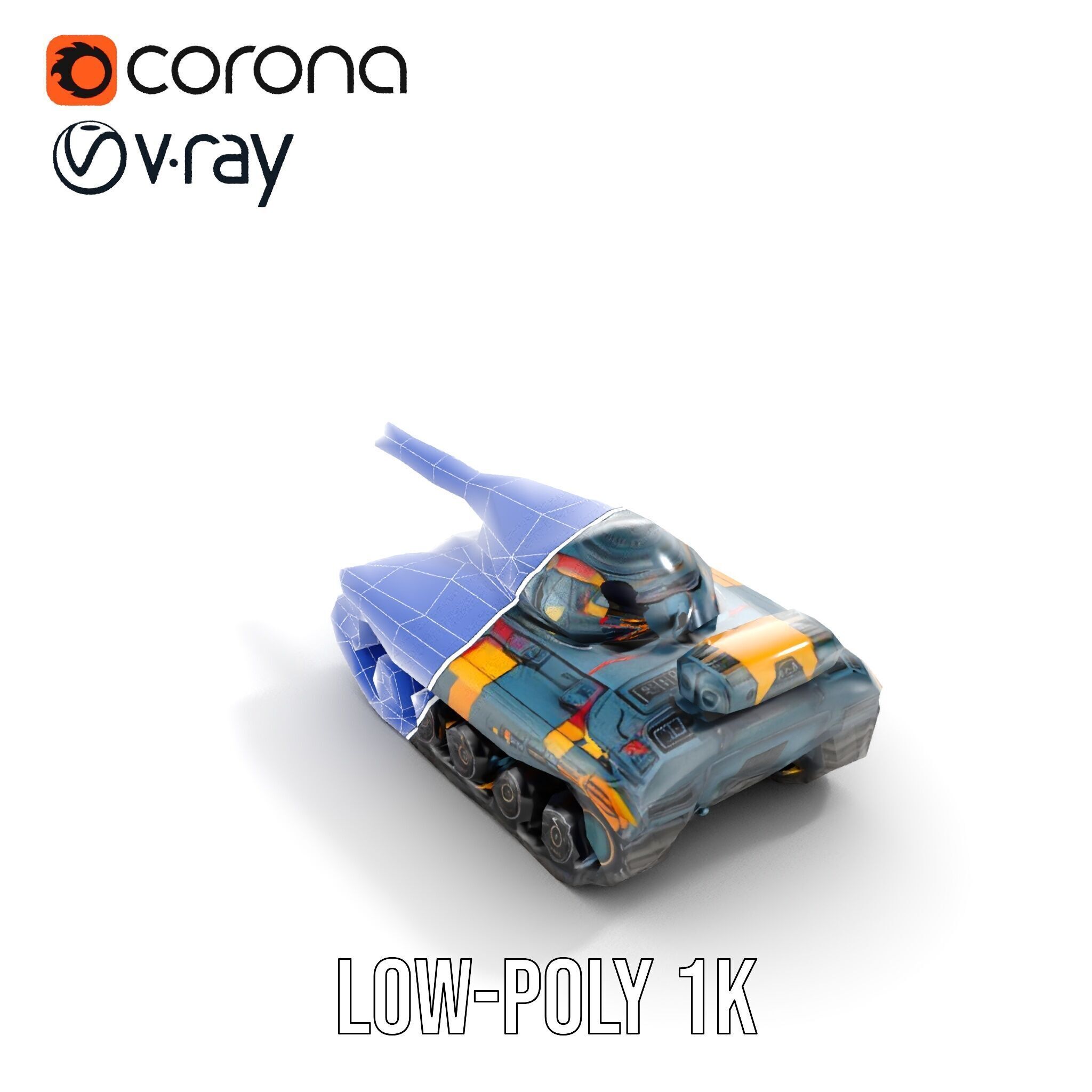 Colorful Futuristic Tank Model Pack Low-poly 3D model_25