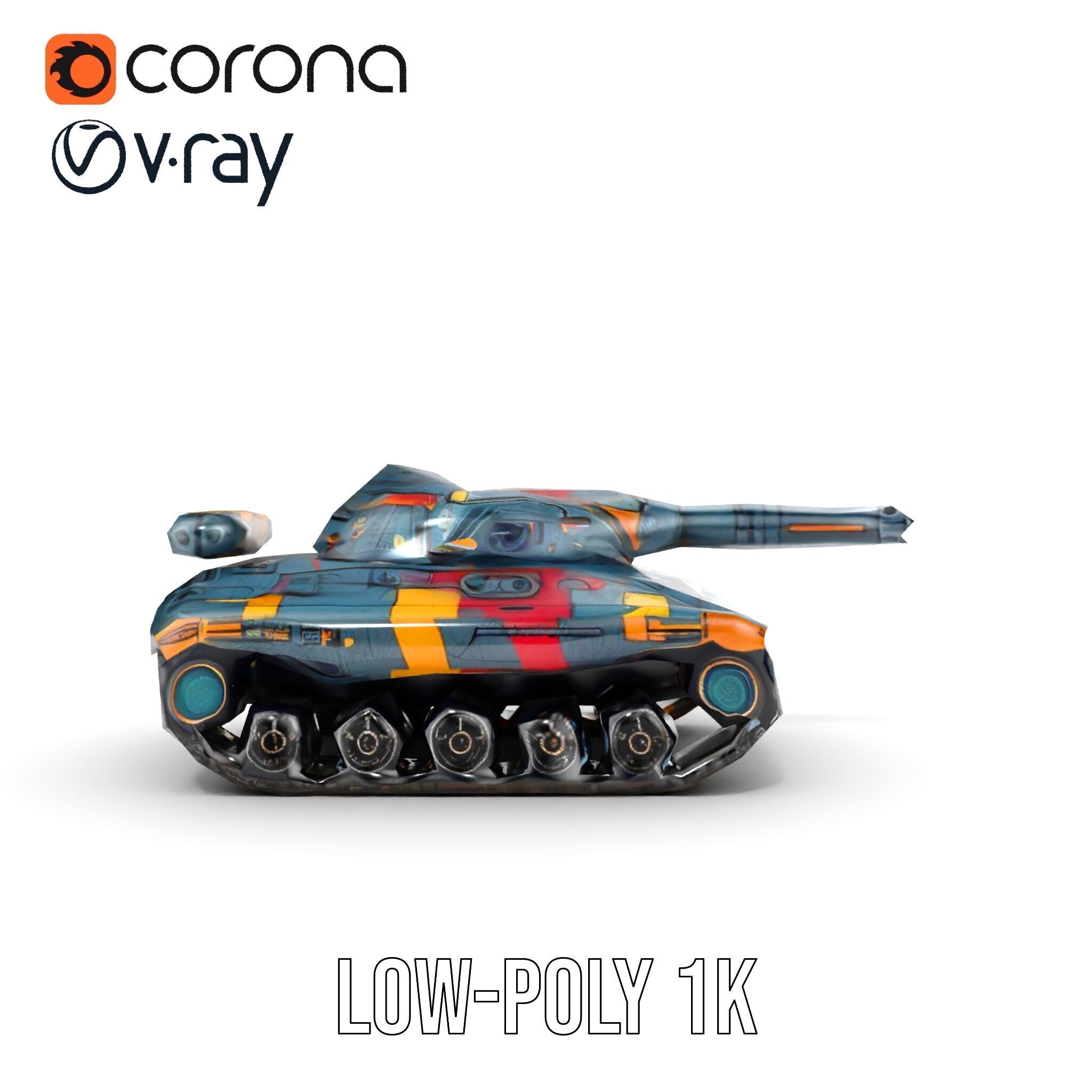 Colorful Futuristic Tank Model Pack Low-poly 3D model_20