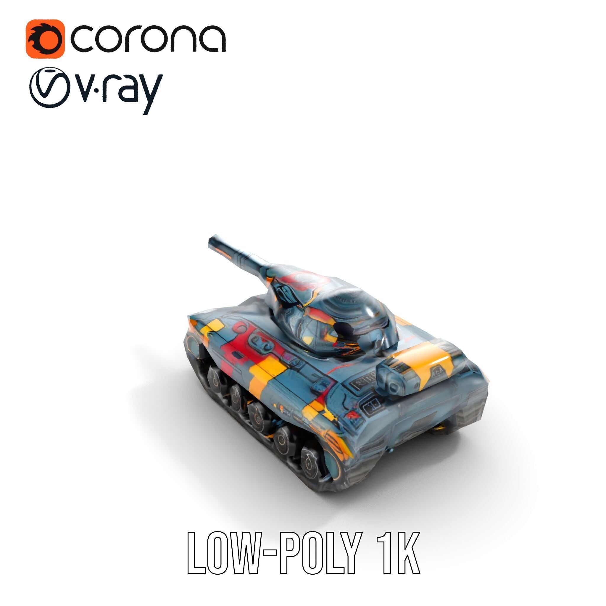 Colorful Futuristic Tank Model Pack Low-poly 3D model_11