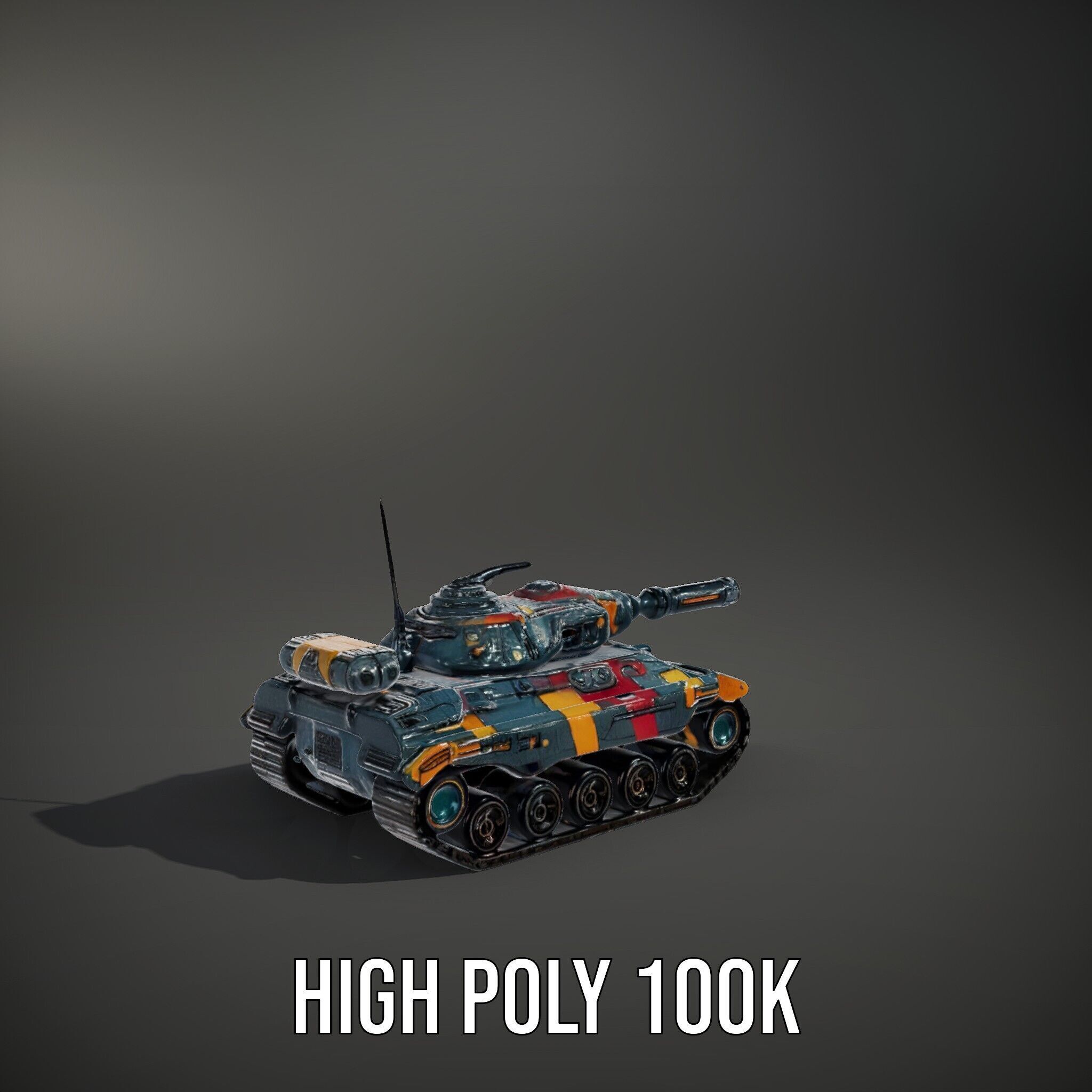 Colorful Futuristic Tank Model Pack Low-poly 3D model_15