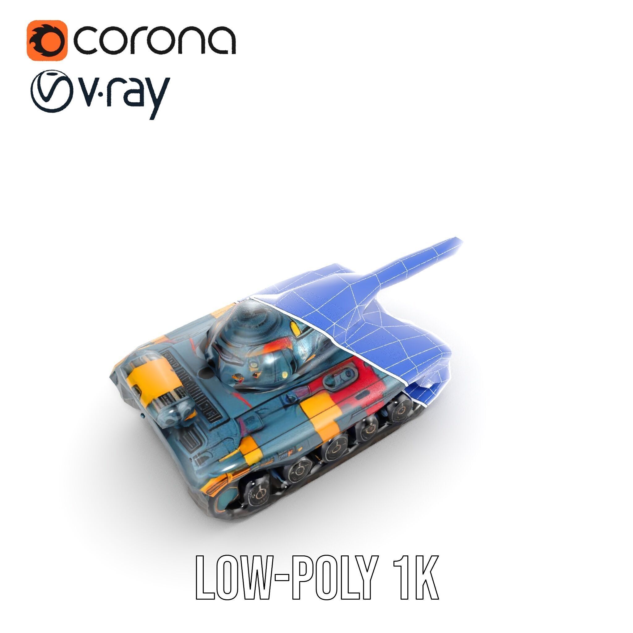 Colorful Futuristic Tank Model Pack Low-poly 3D model_27