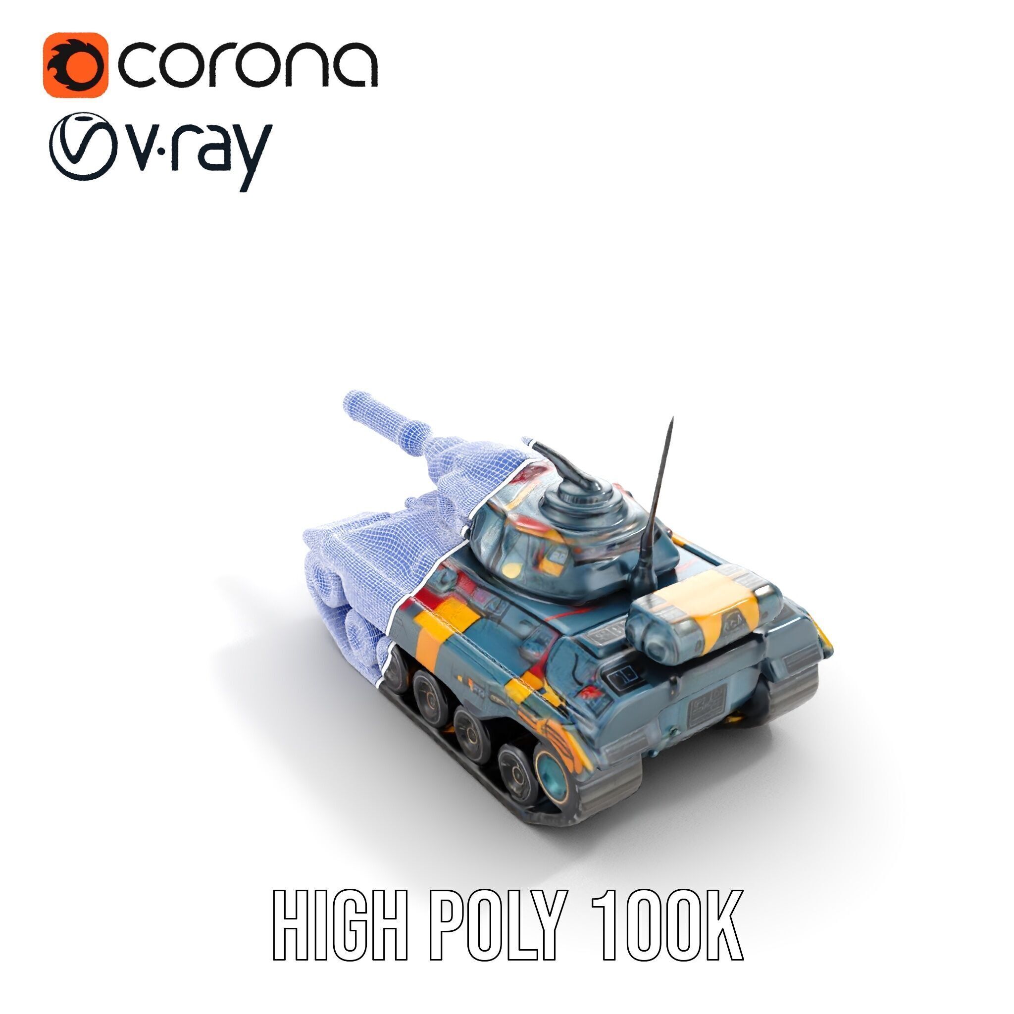 Colorful Futuristic Tank Model Pack Low-poly 3D model_39
