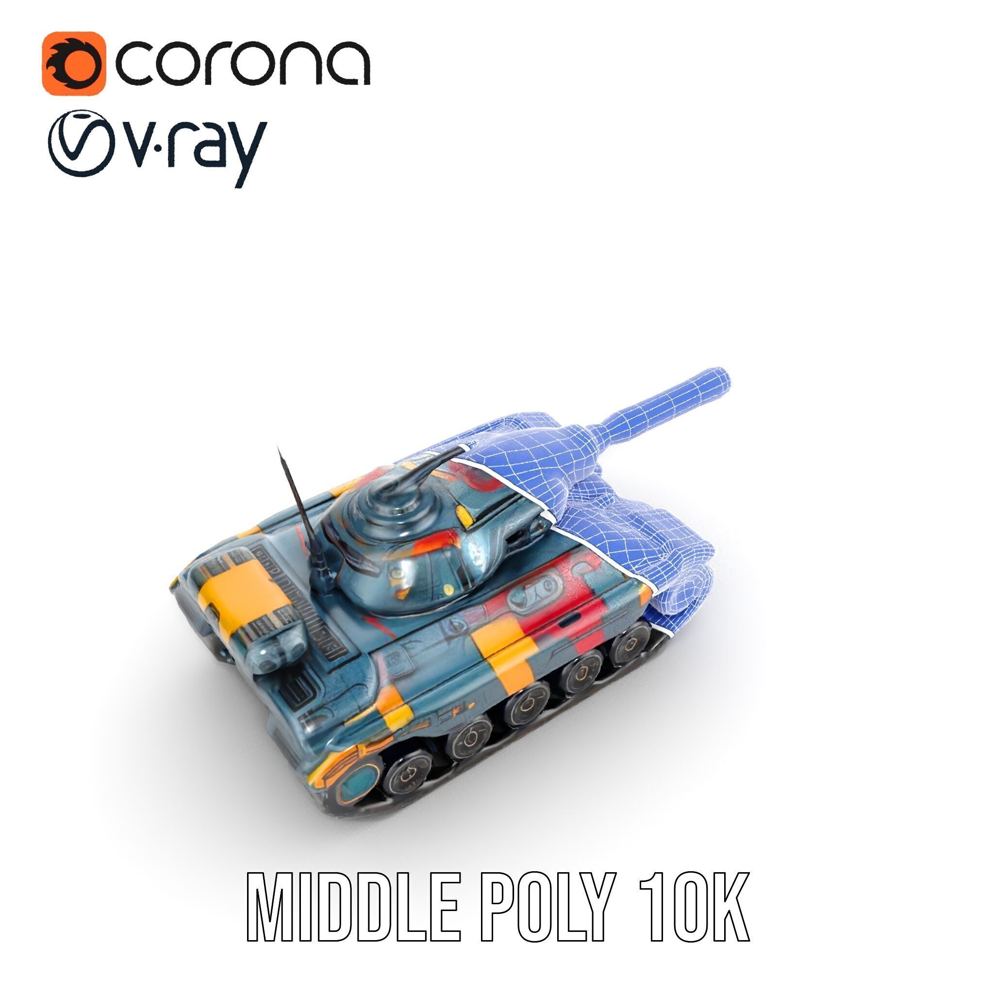 Colorful Futuristic Tank Model Pack Low-poly 3D model_31