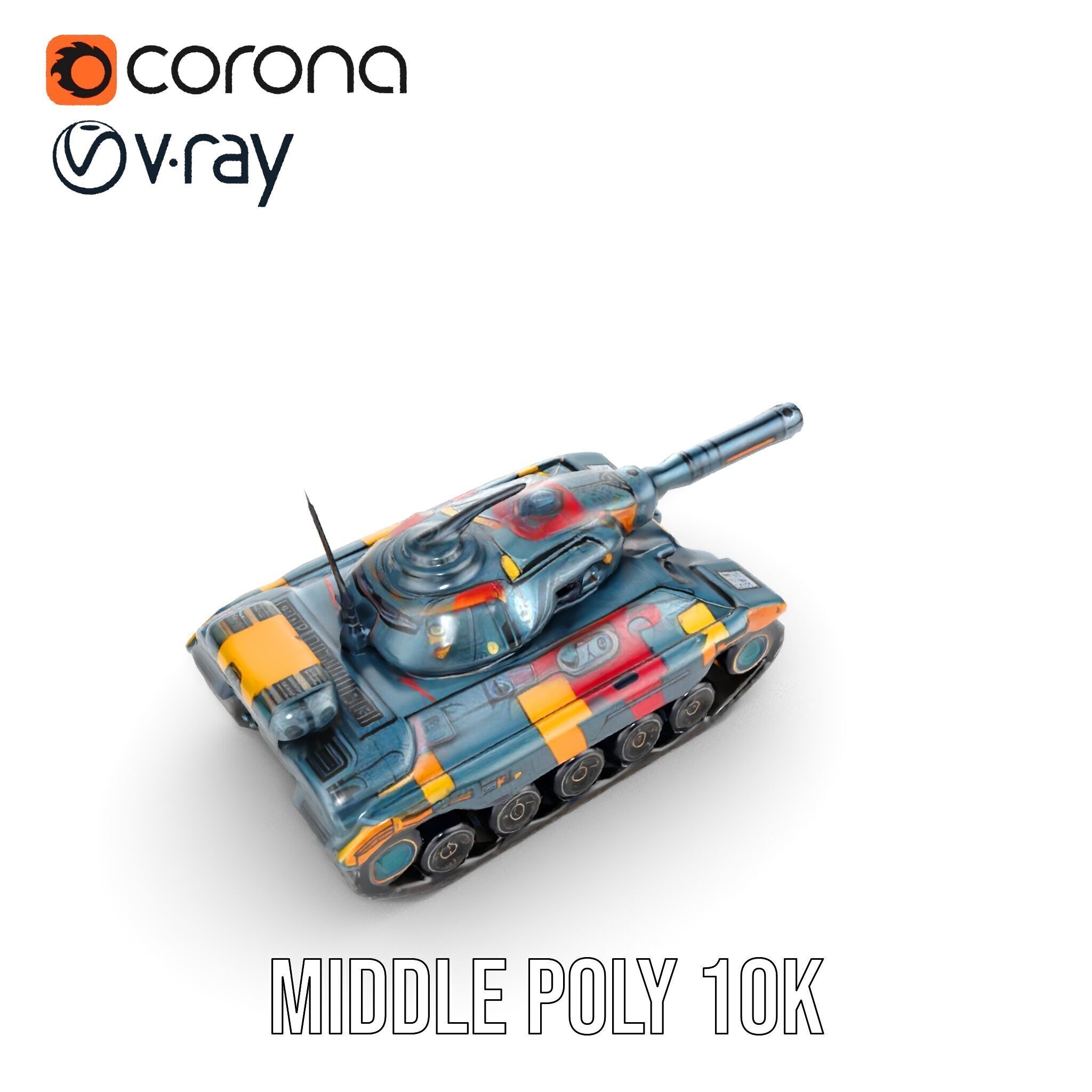 Colorful Futuristic Tank Model Pack Low-poly 3D model_10