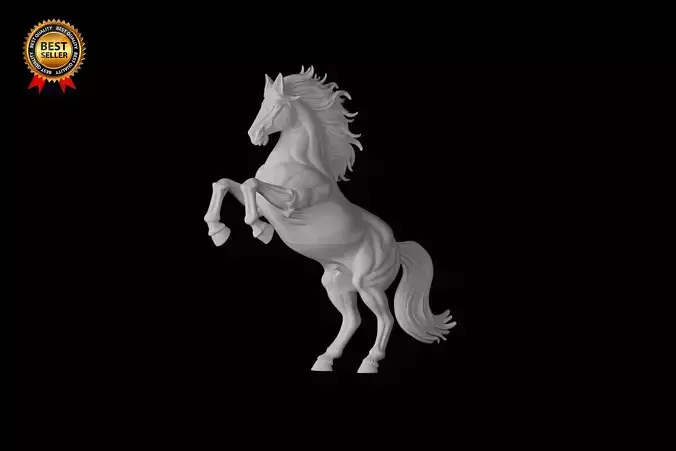 Friesian Horse Rearing Pose 3D Print Model