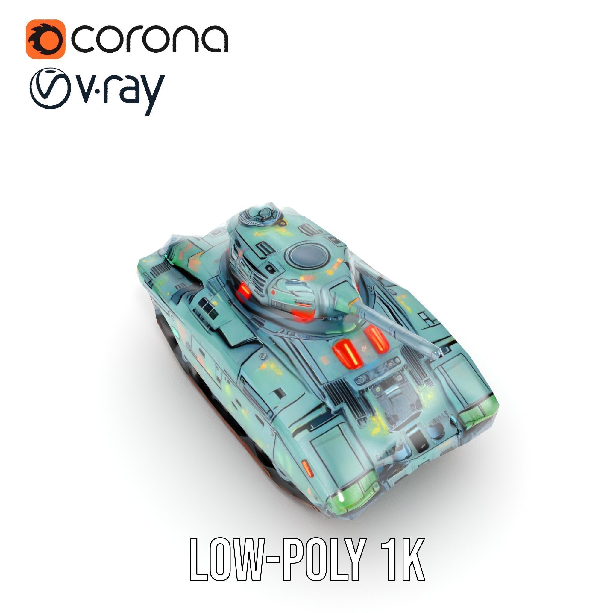 Futuristic Combat Tank Model Pack Low-poly 3D model_14