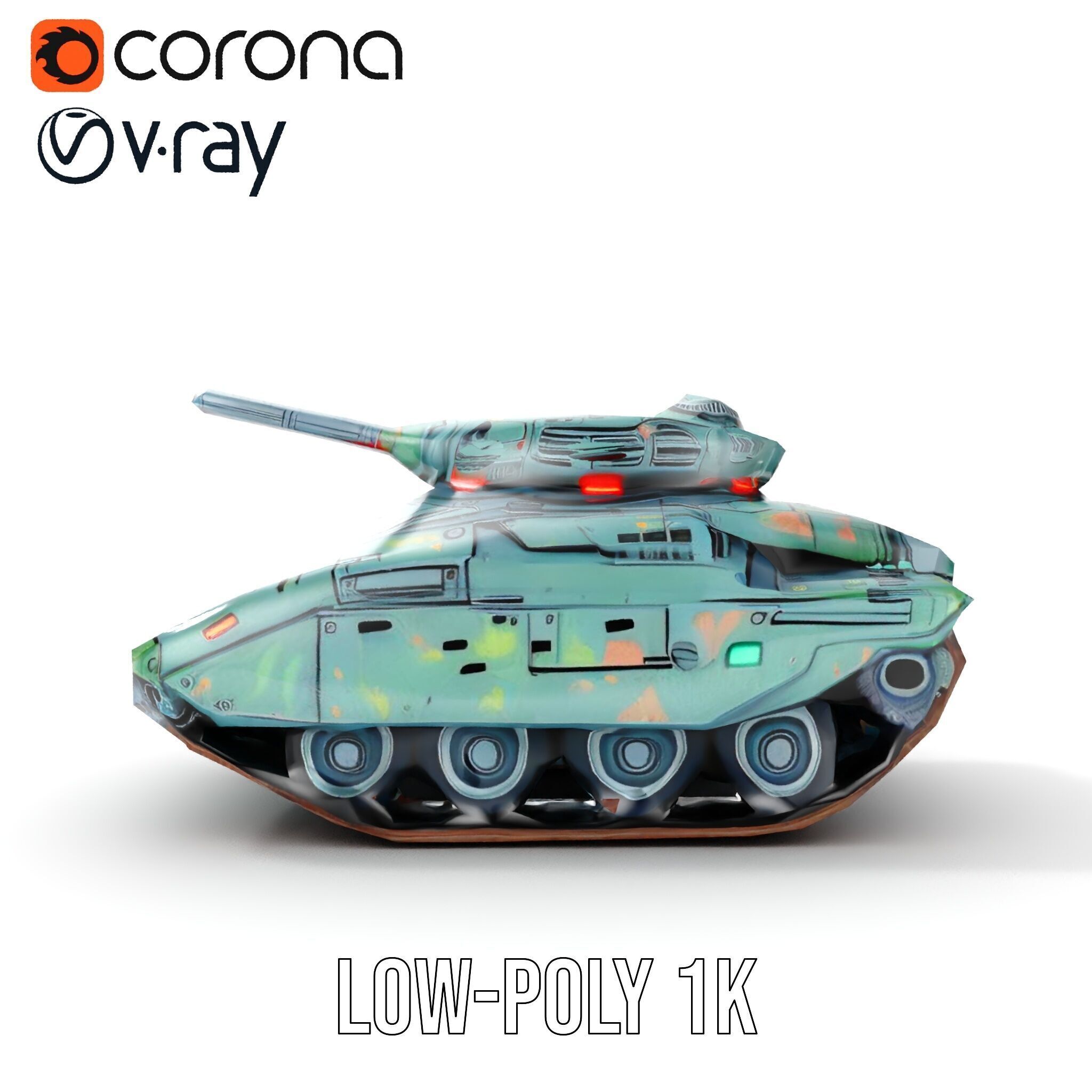 Futuristic Combat Tank Model Pack Low-poly 3D model_19