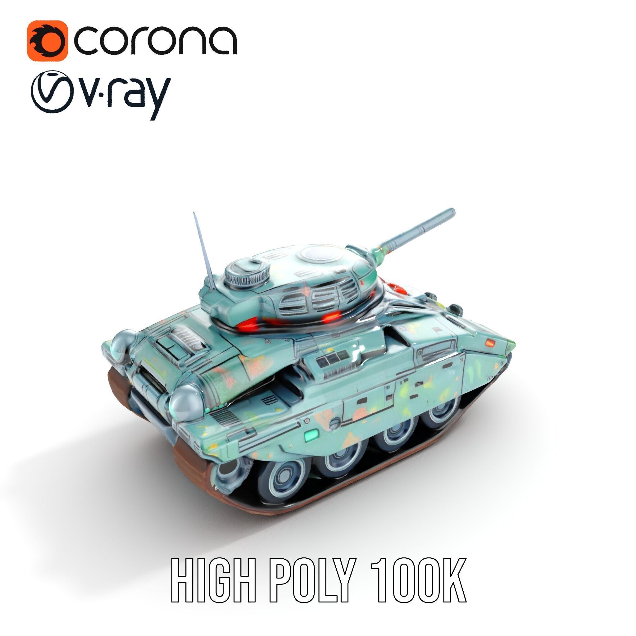 Futuristic Combat Tank Model Pack Low-poly 3D model_37