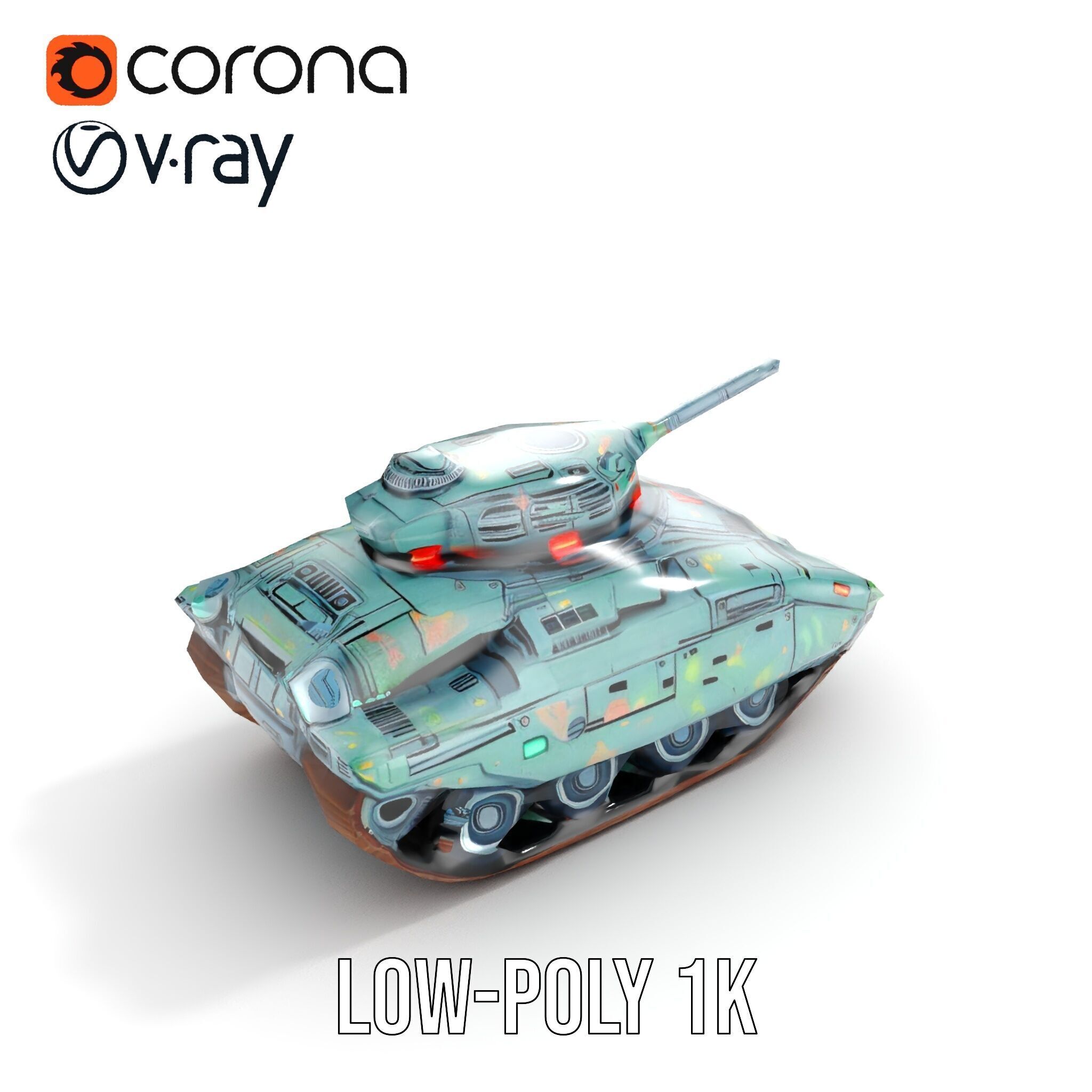 Futuristic Combat Tank Model Pack Low-poly 3D model_8