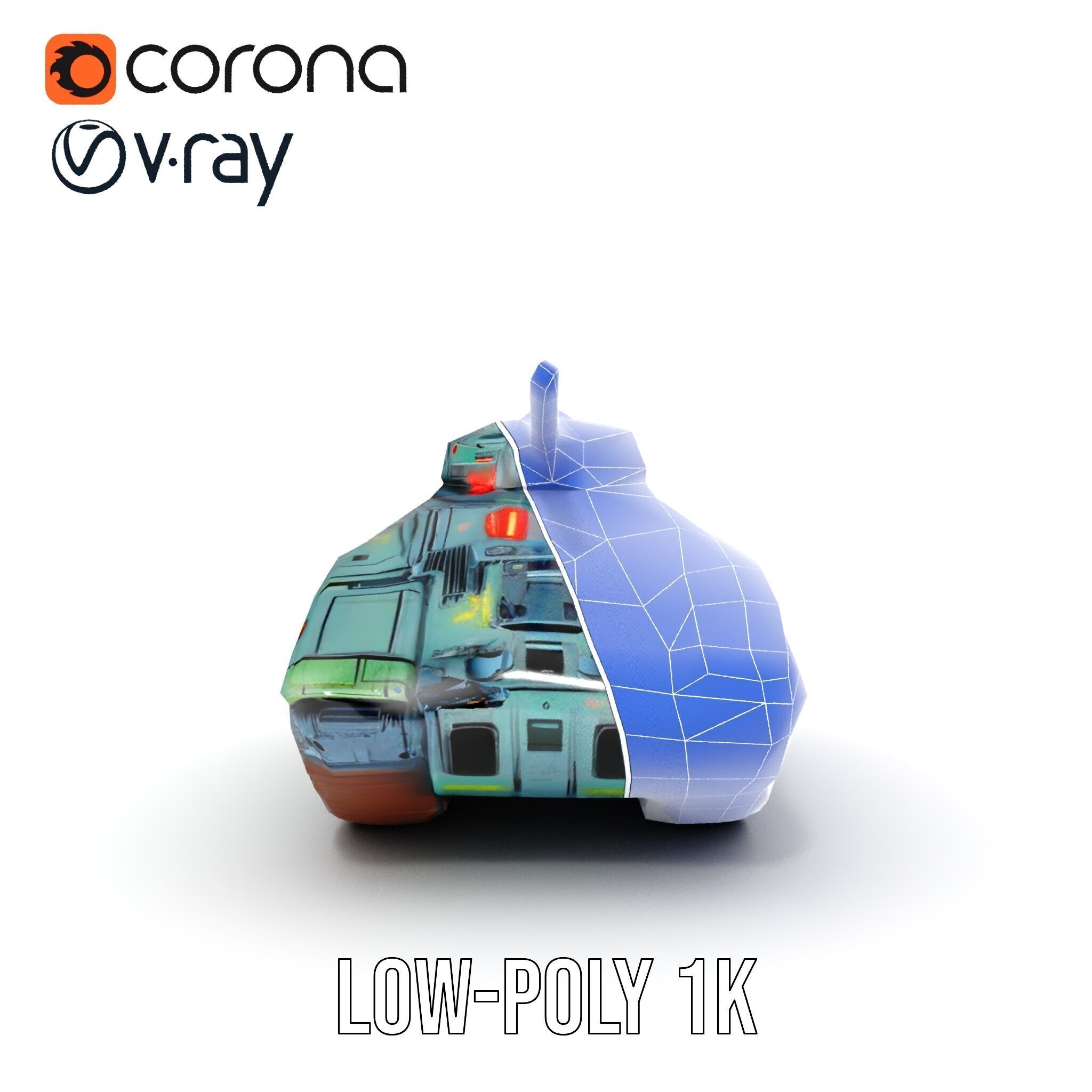 Futuristic Combat Tank Model Pack Low-poly 3D model_29