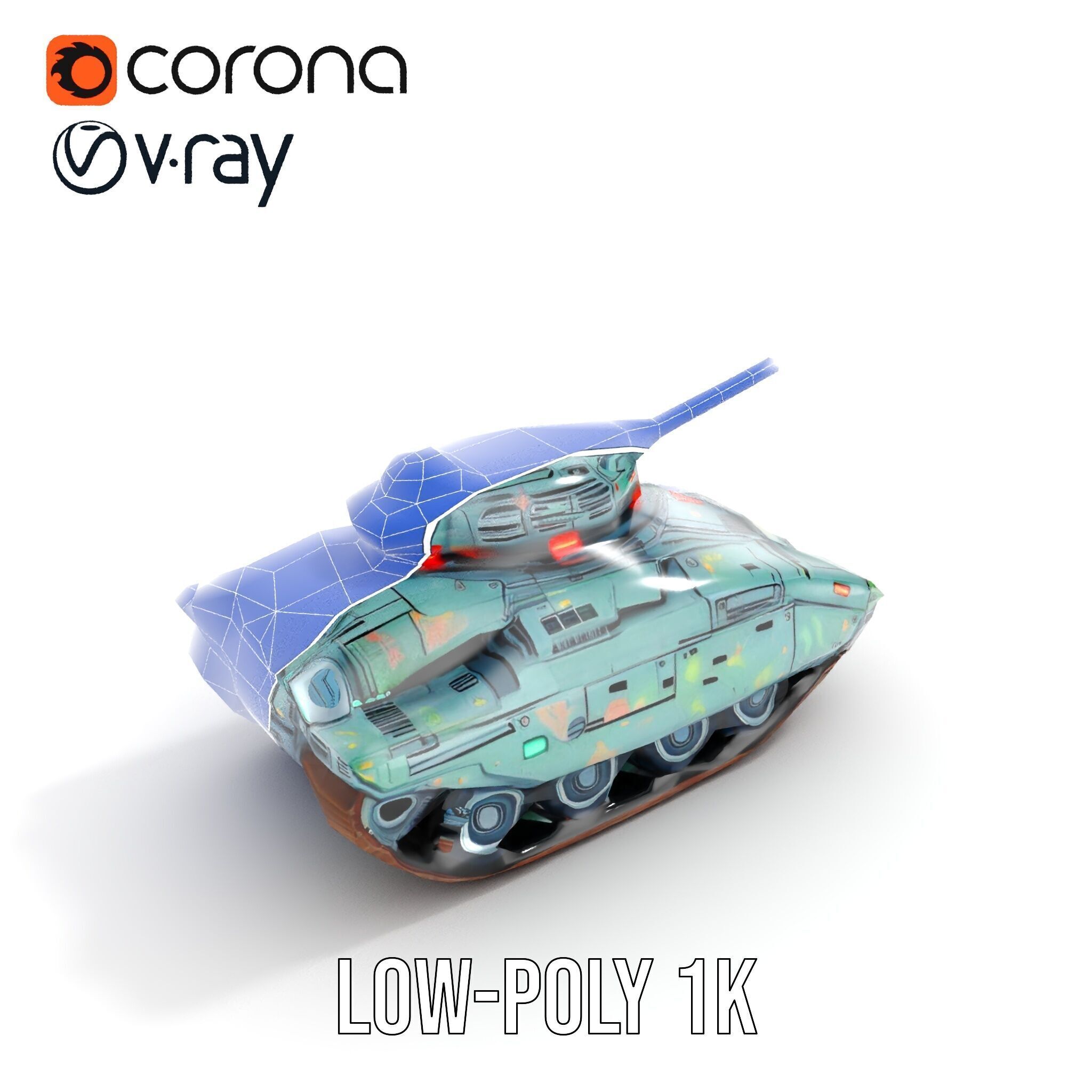 Futuristic Combat Tank Model Pack Low-poly 3D model_25