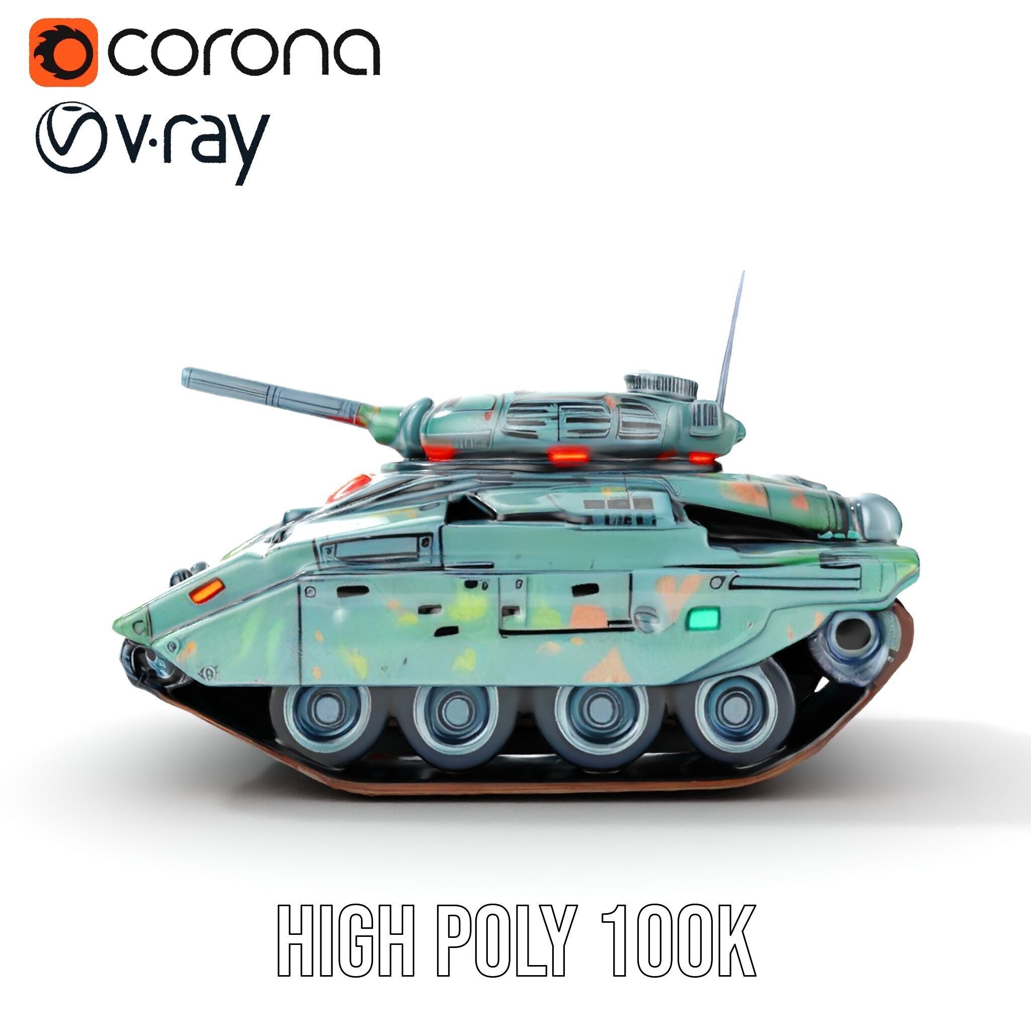 Futuristic Combat Tank Model Pack Low-poly 3D model_36
