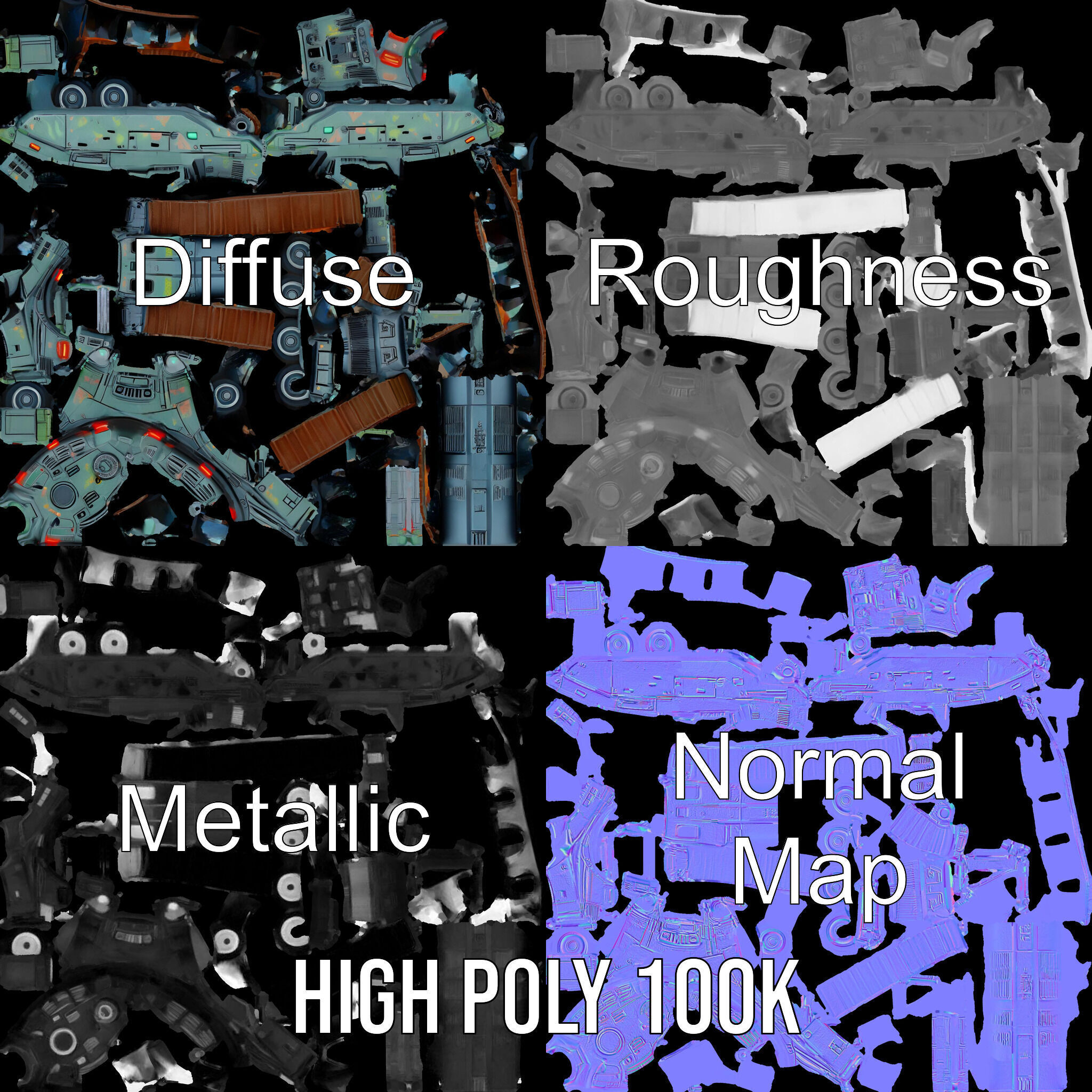 Futuristic Combat Tank Model Pack Low-poly 3D model_4