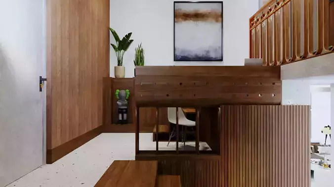 Modern Warm House RoofTop Interior 3D Scenes