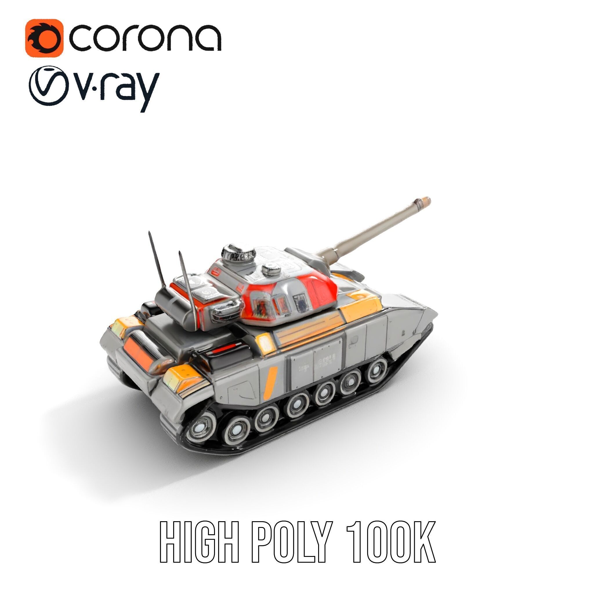 Futuristic Tank D Model Pack Low-poly 3D model_22
