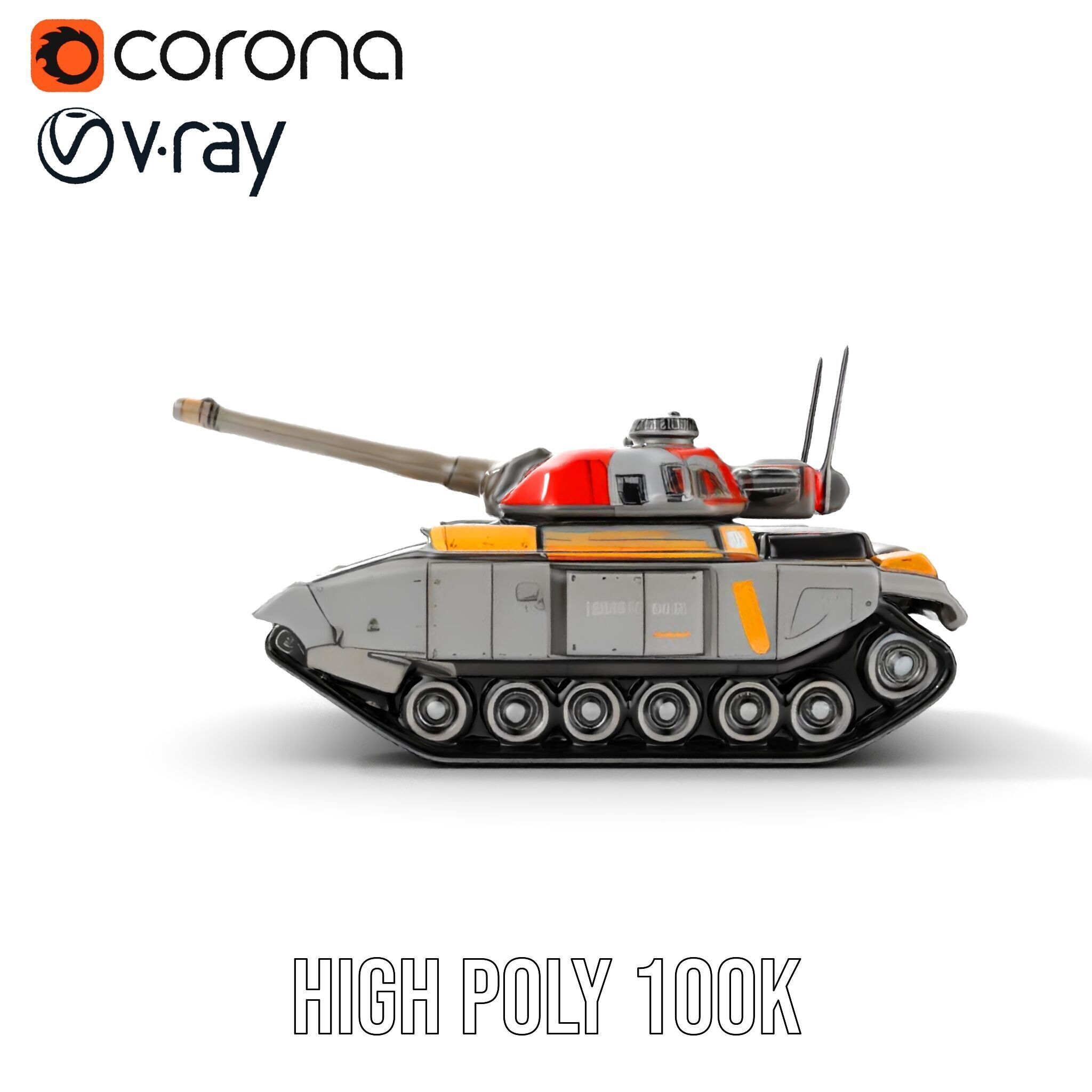 Futuristic Tank D Model Pack Low-poly 3D model_37