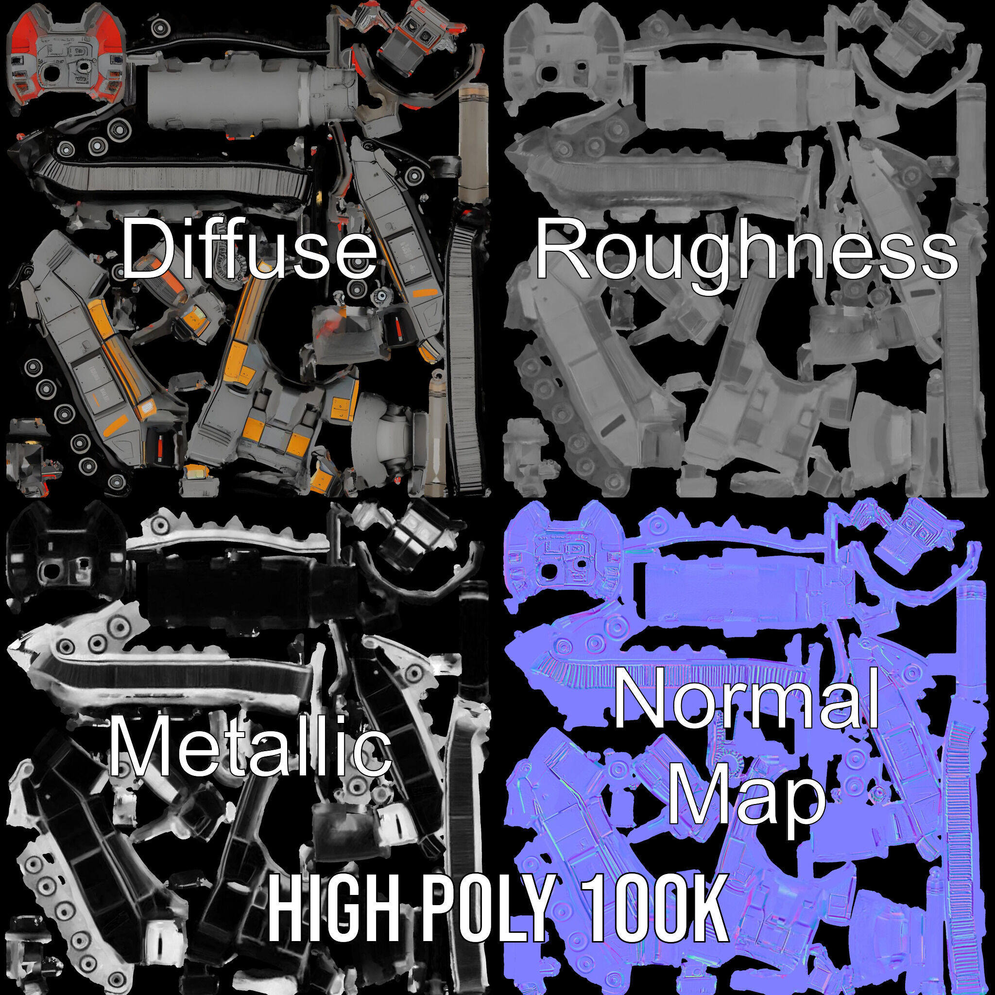 Futuristic Tank D Model Pack Low-poly 3D model_4