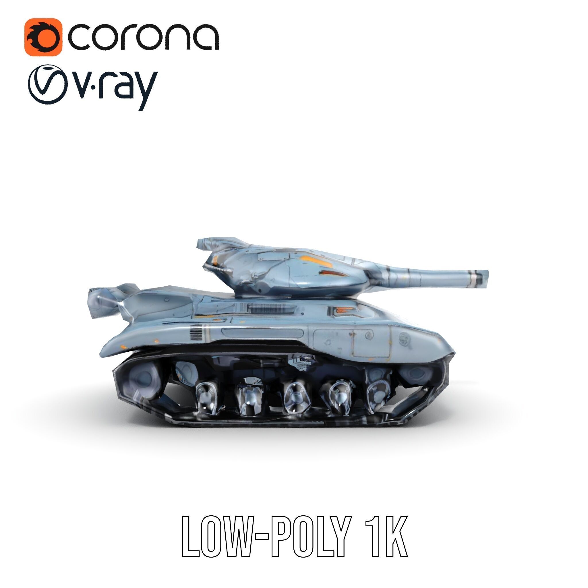 Futuristic Battle Tank Model Pack for Rendering and Games Low-poly 3D model_22